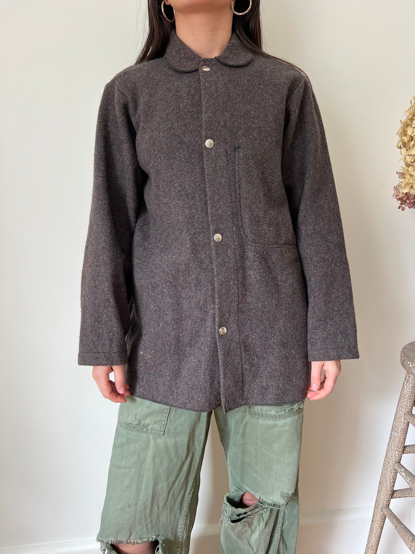 Brown Wool Peter Pan Collar Jacket