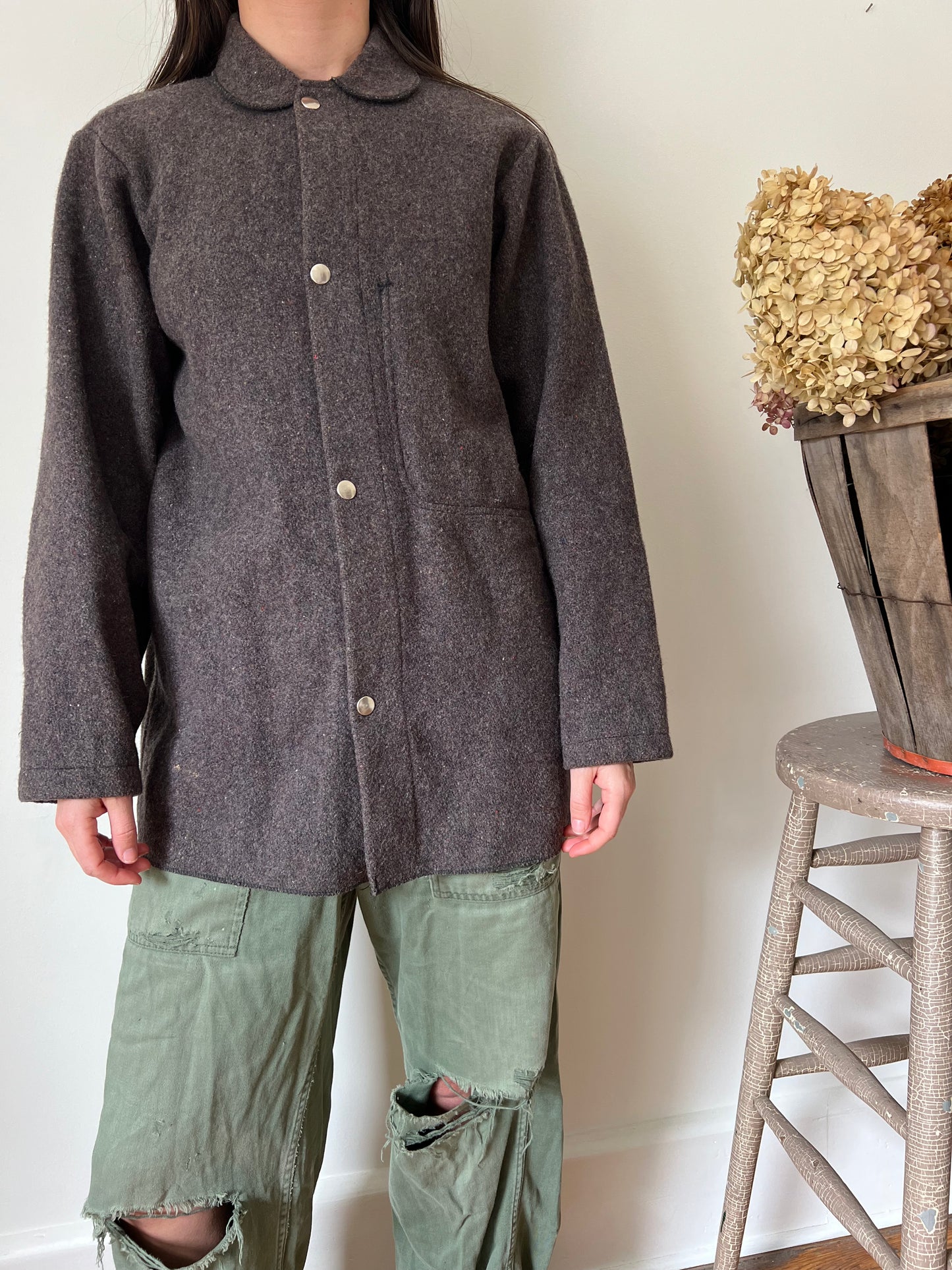 Brown Wool Peter Pan Collar Jacket