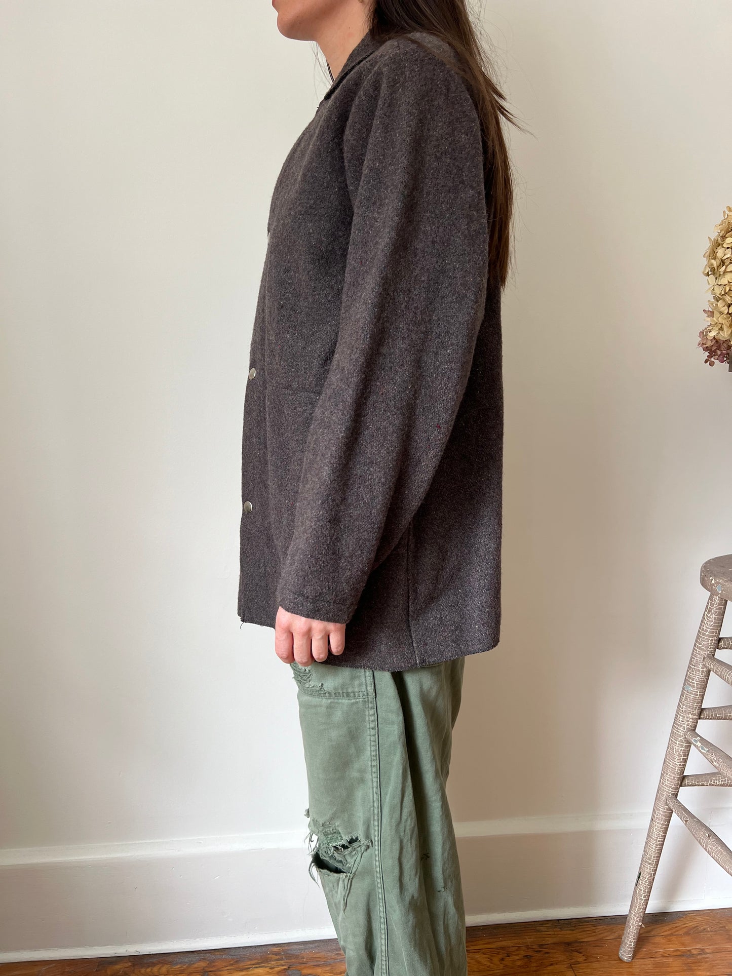 Brown Wool Peter Pan Collar Jacket