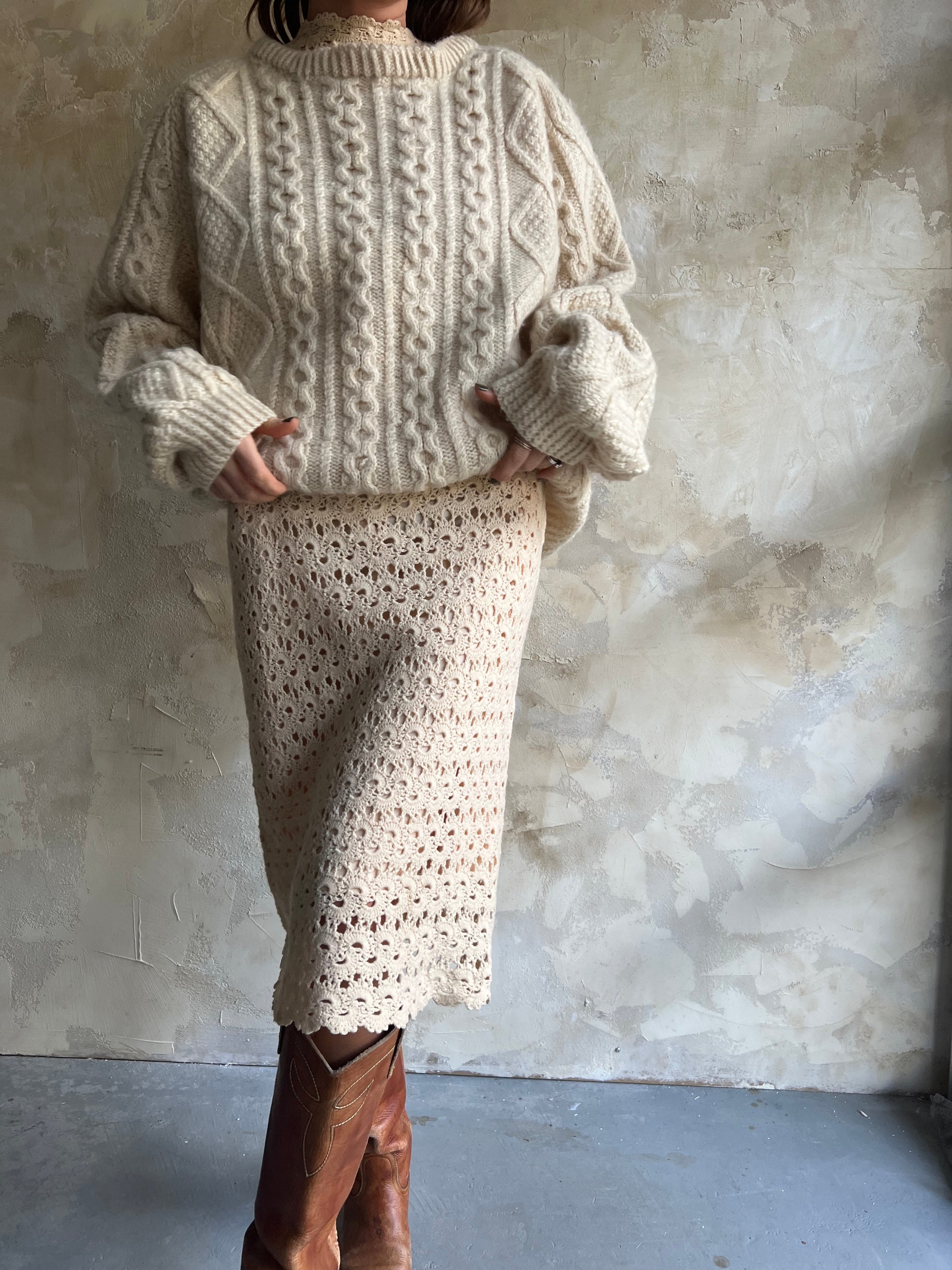 Cream Crochet Dress