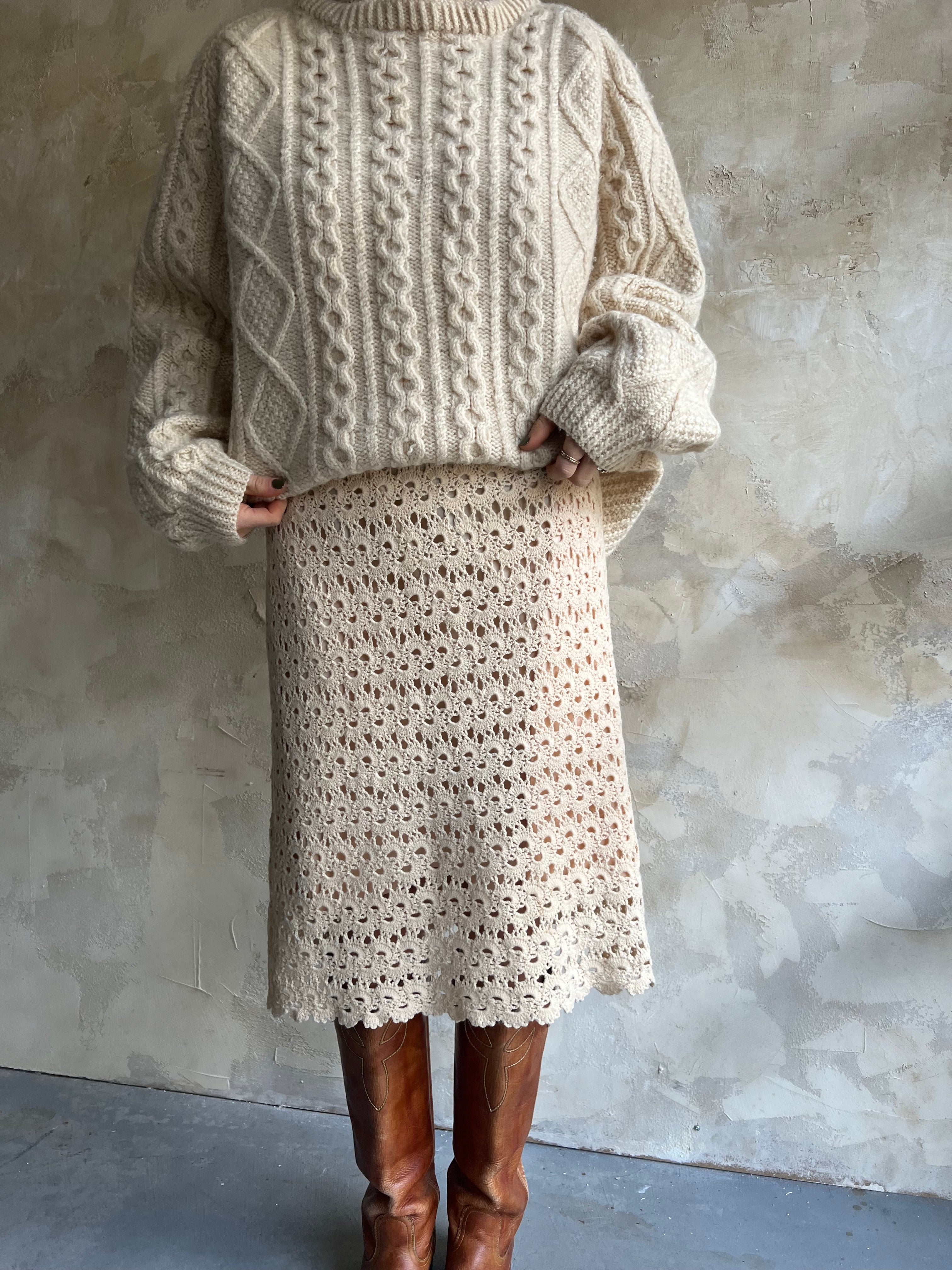 Cream Crochet Dress