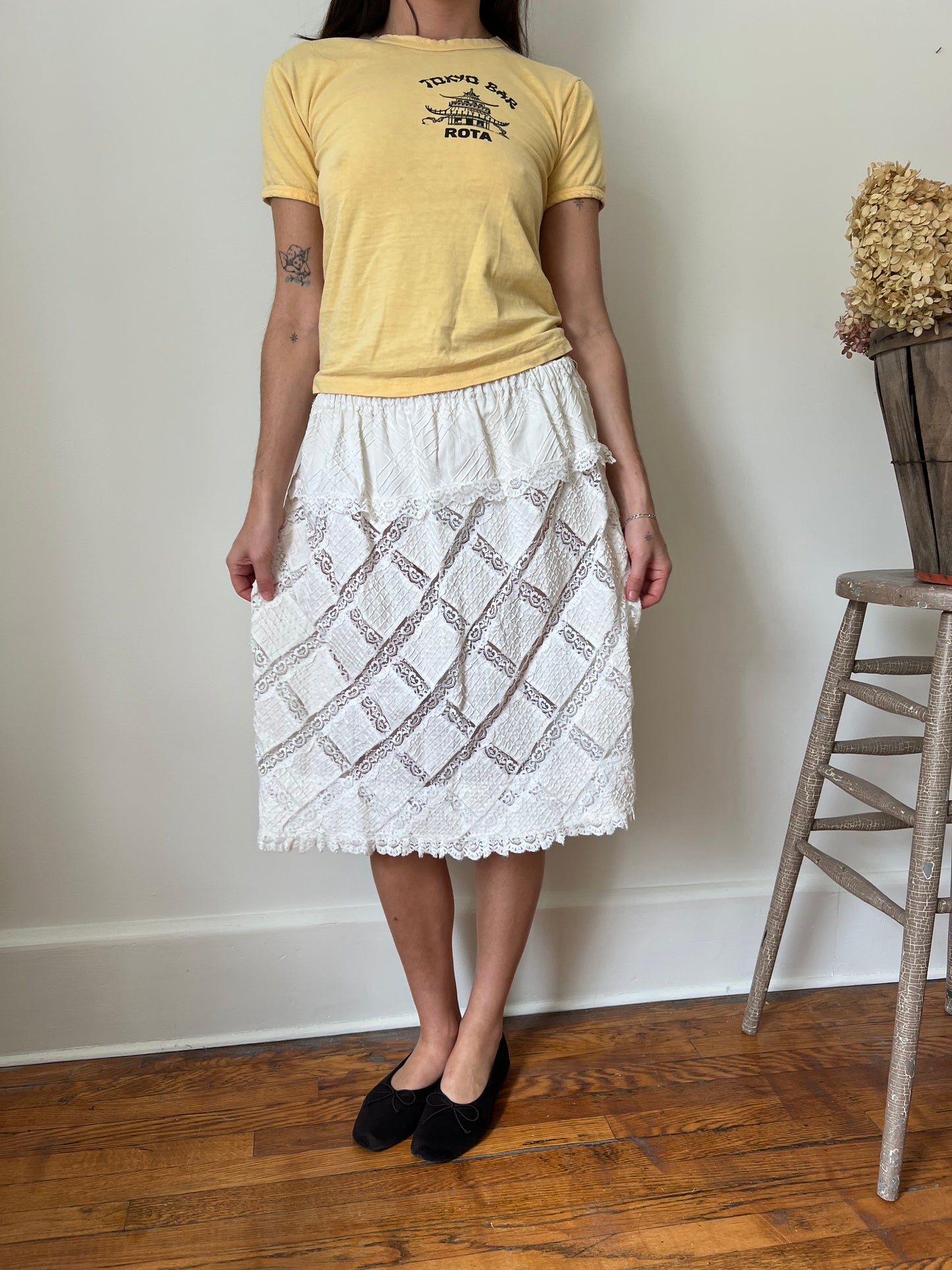 60s Lace Cutout Skirt