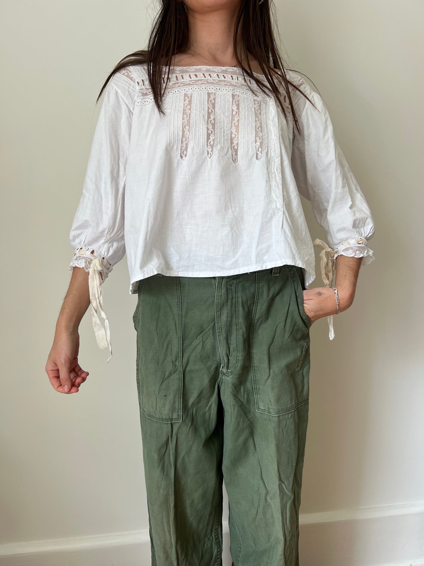 Antique Italian White Cotton Blouse
