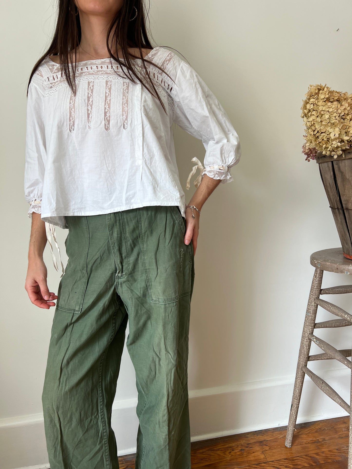 Antique Italian White Cotton Blouse