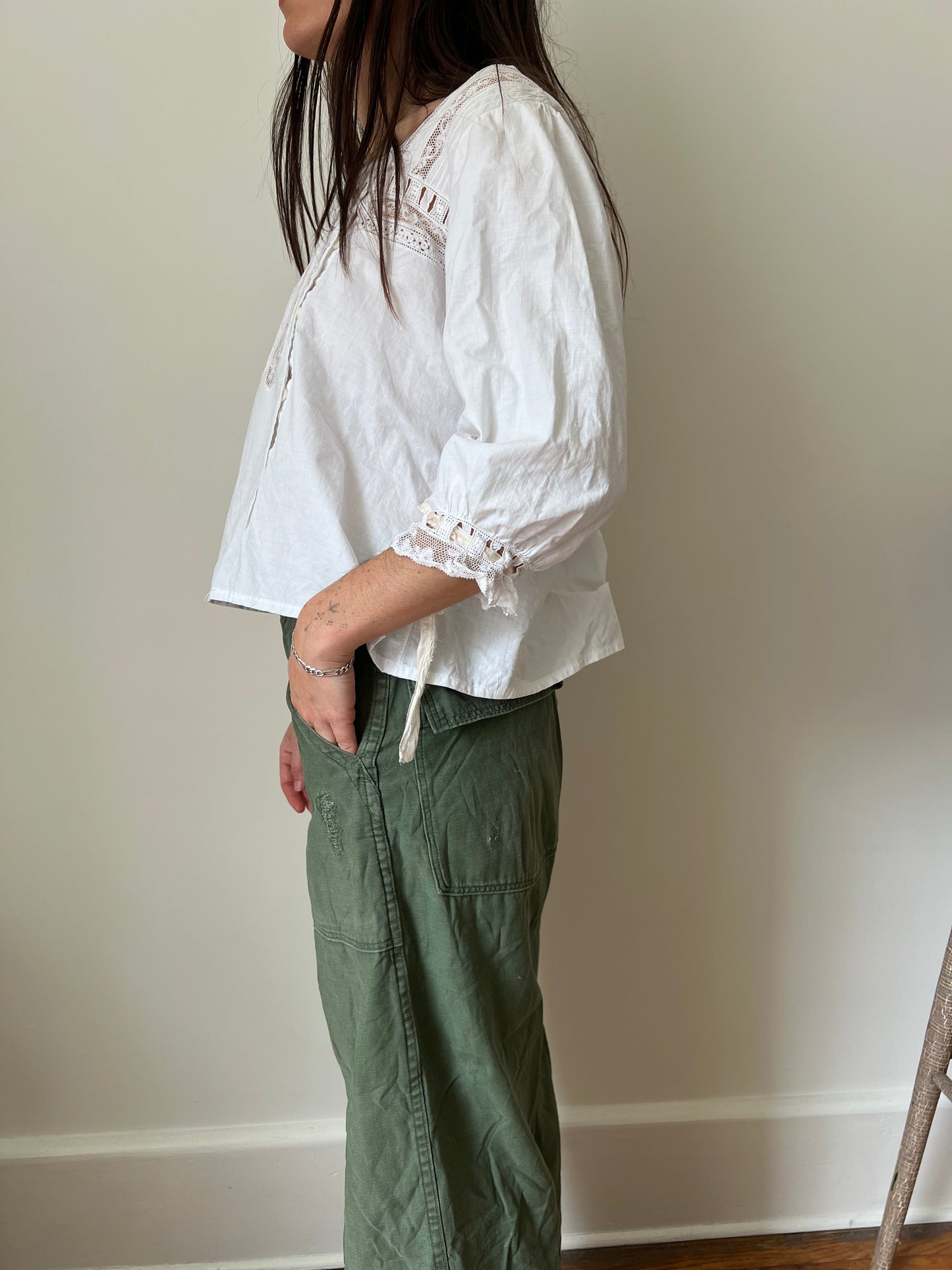 Antique Italian White Cotton Blouse