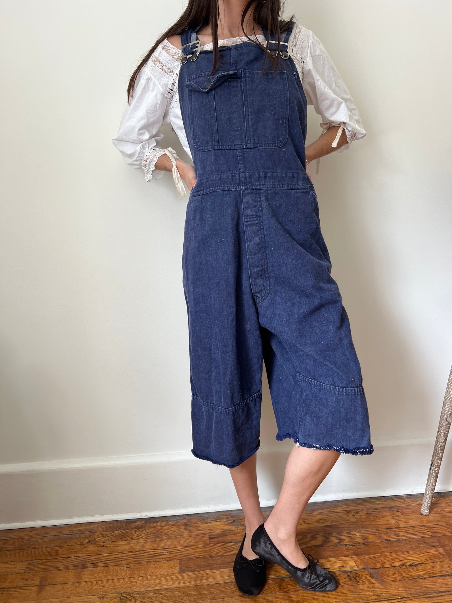 Dark Denim Short Overalls