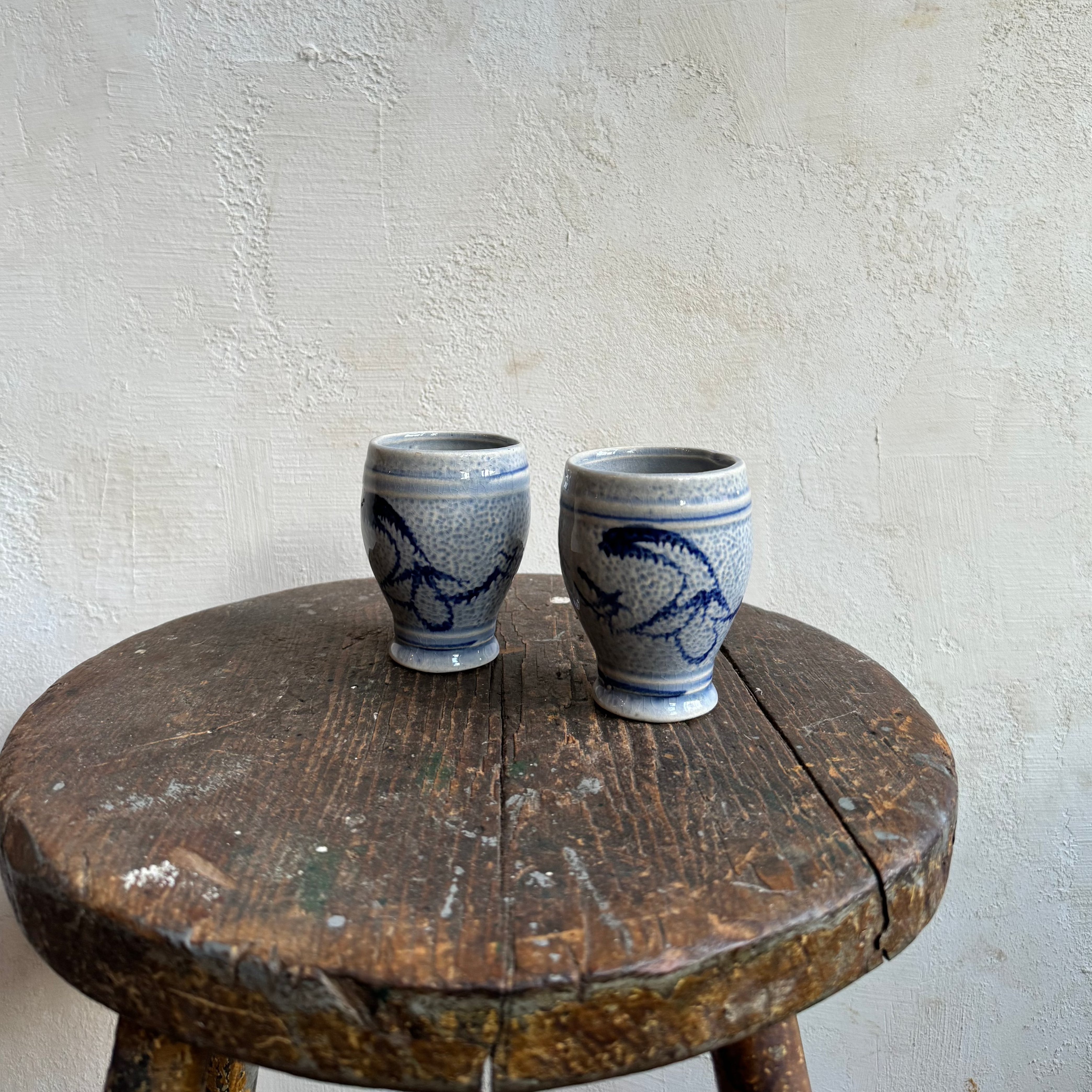 Blue Ceramic Wine Cups