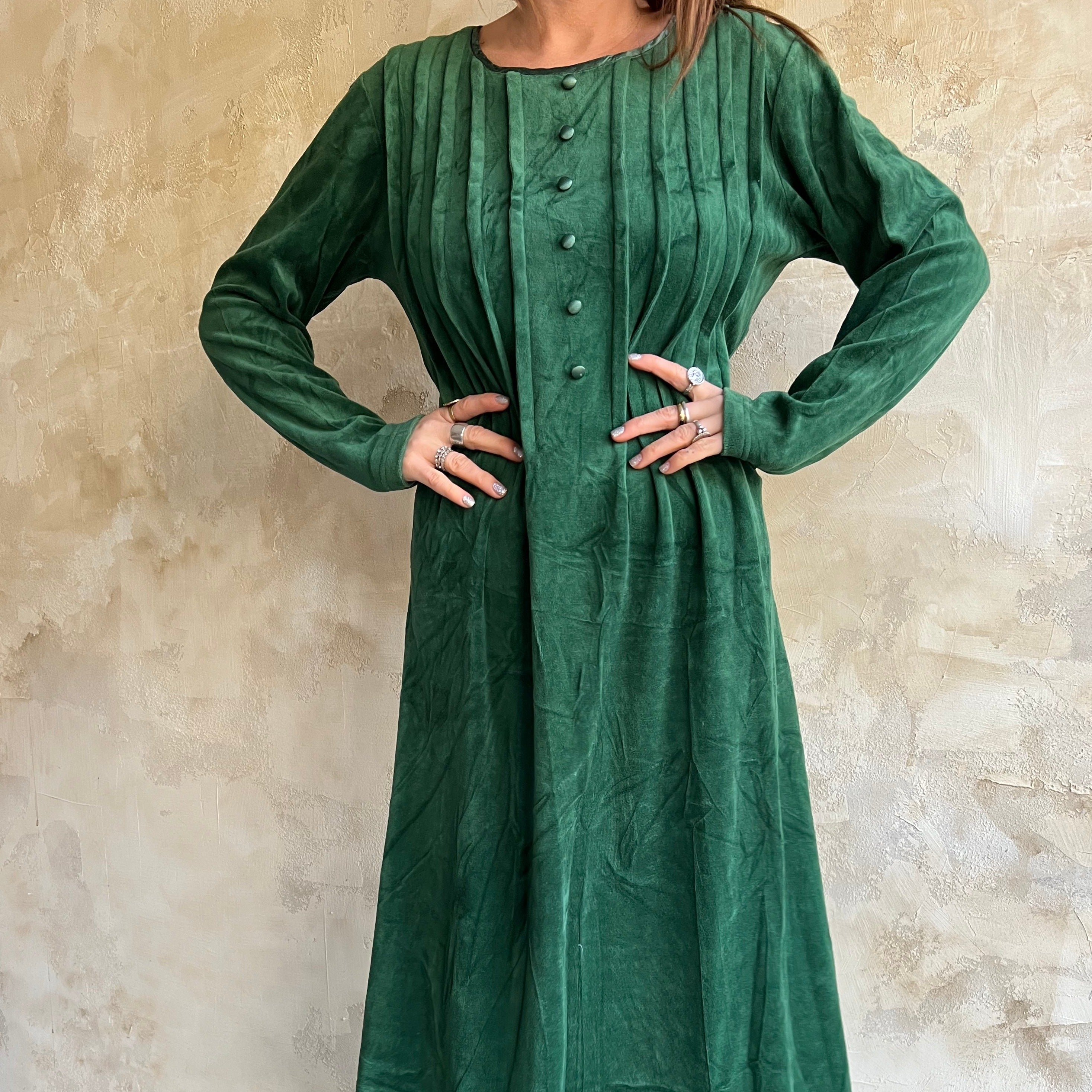 Long Green Velvet Dress