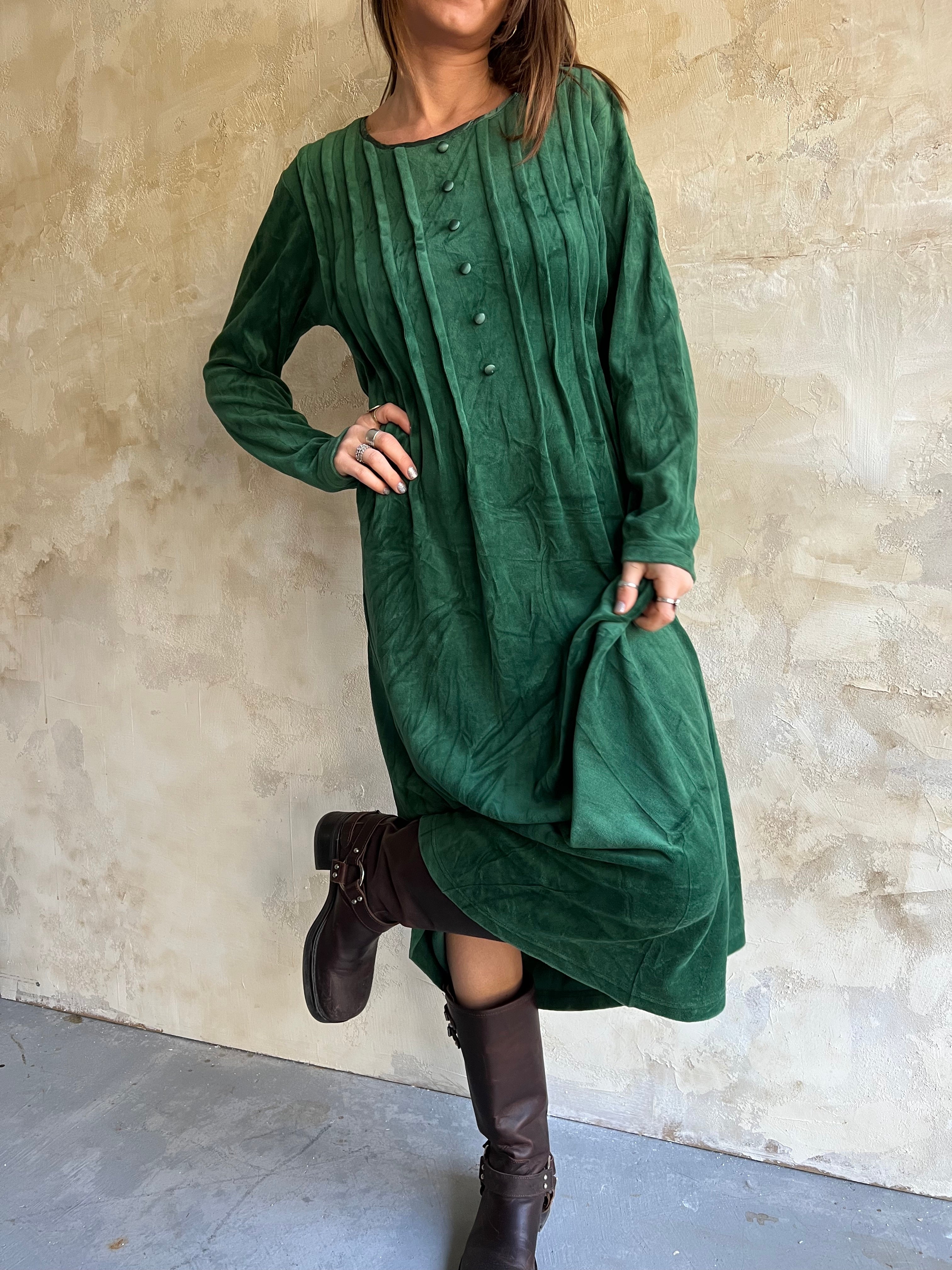 Long Green Velvet Dress