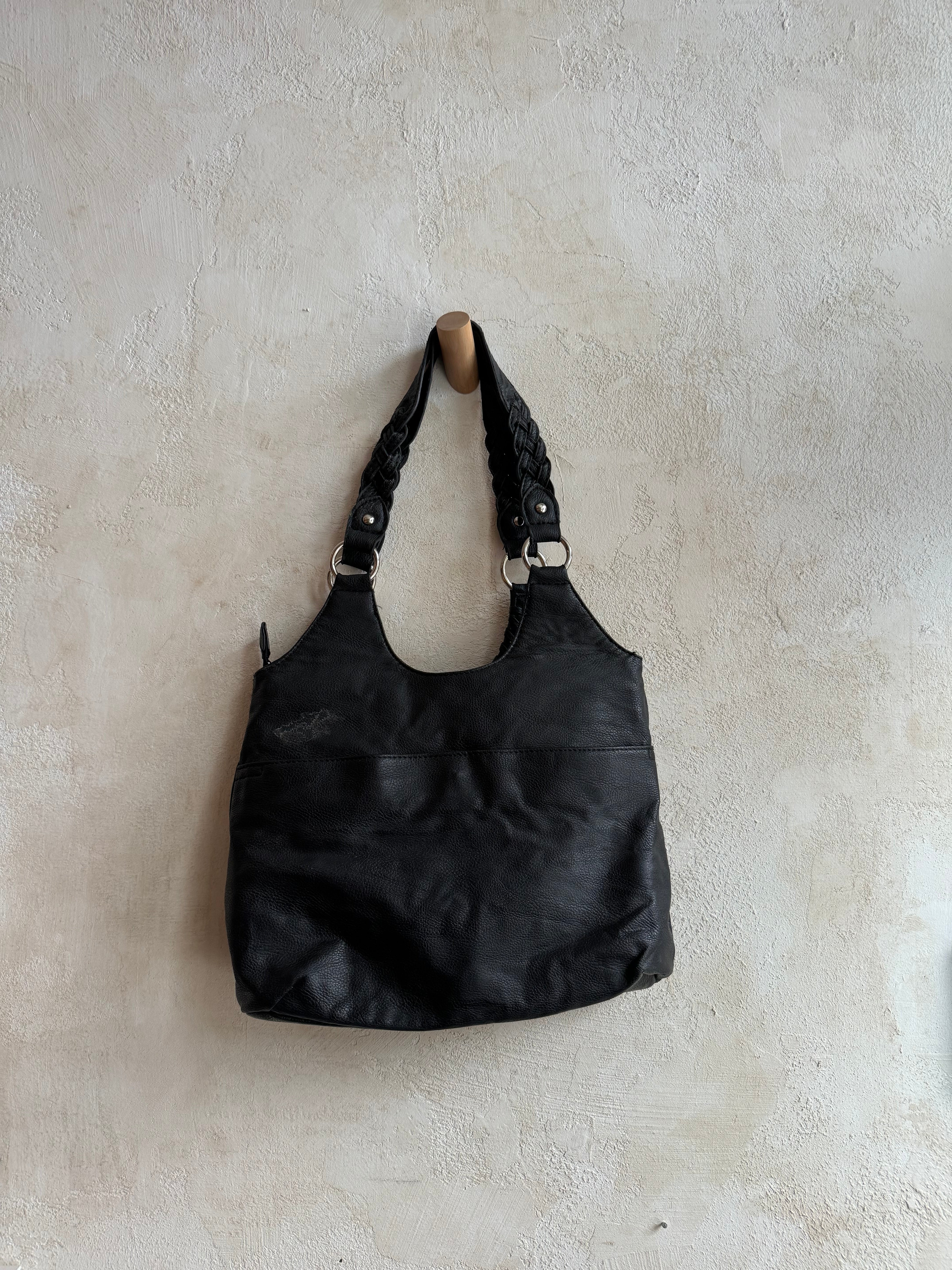 Braided Black Shoulder Bag