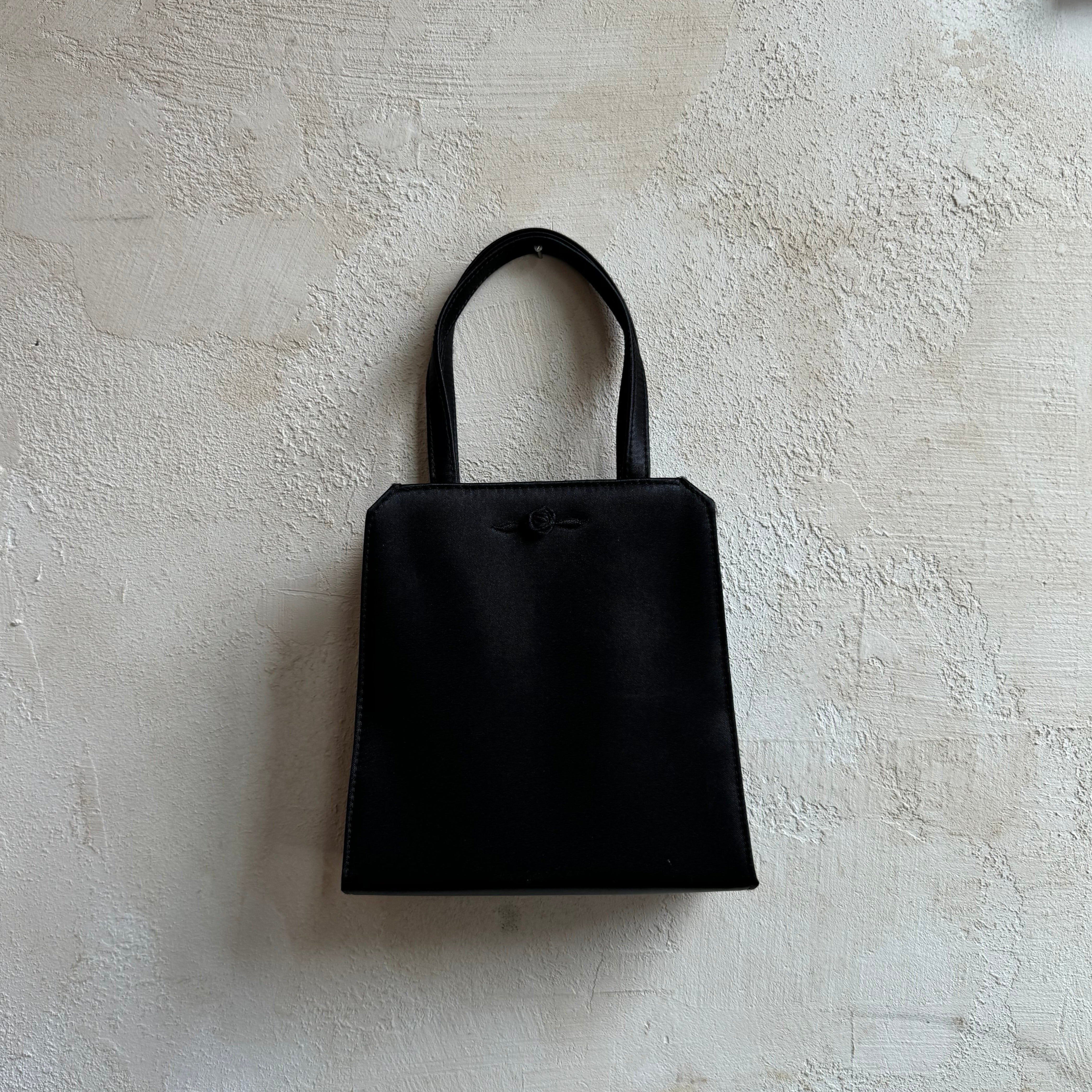 Satin Black Bag With Rosette
