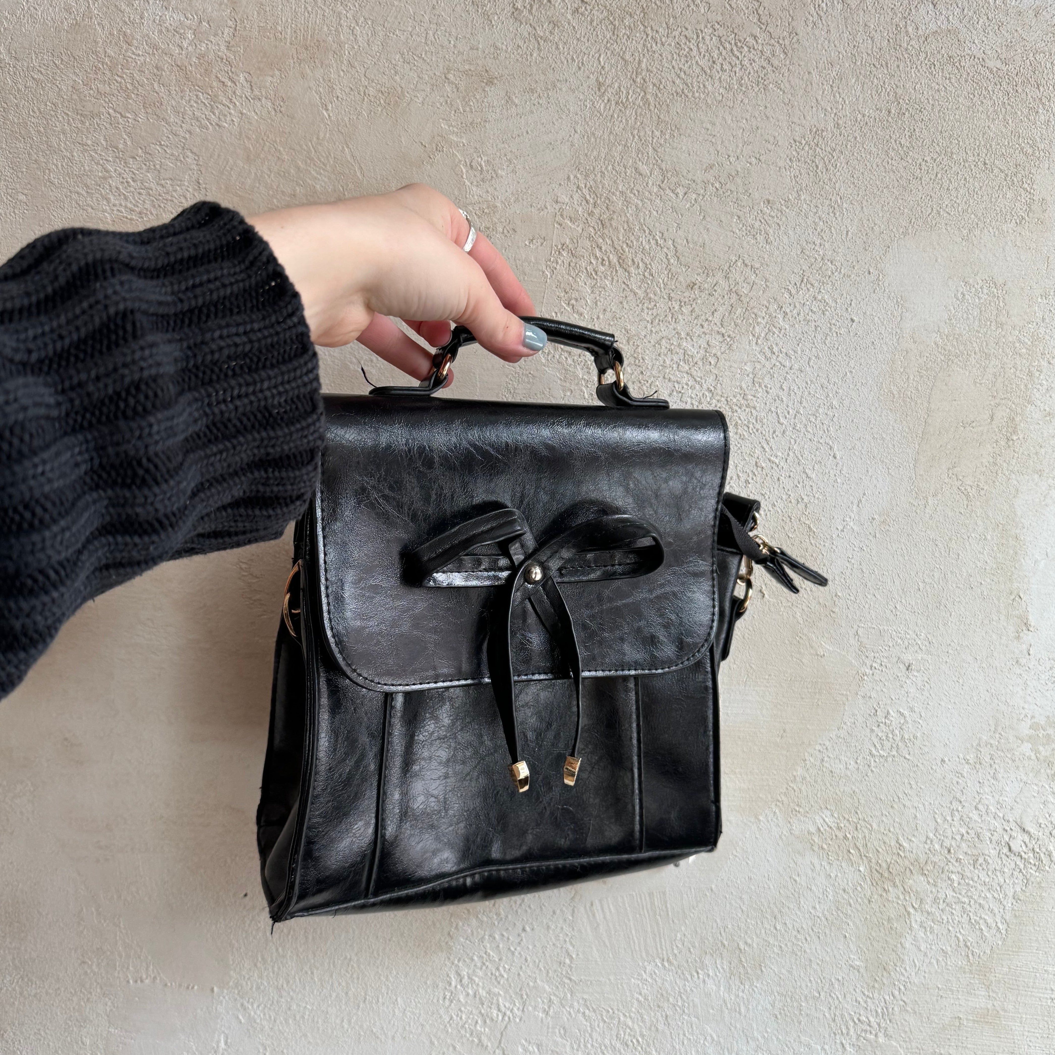 Black Bow Shoulder Bag/ Hand Bag