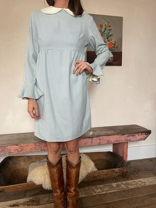 Baby Blue Houndstooth Dress