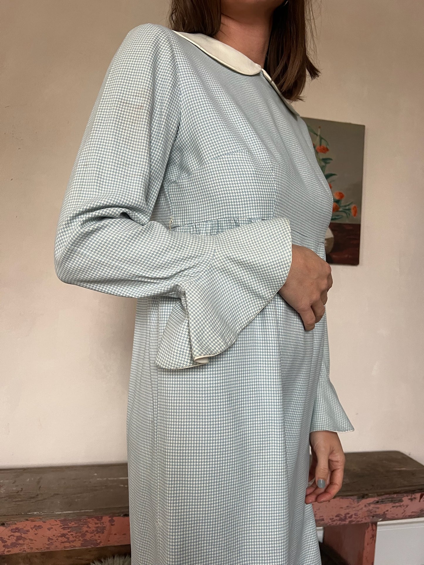 Baby Blue Houndstooth Dress