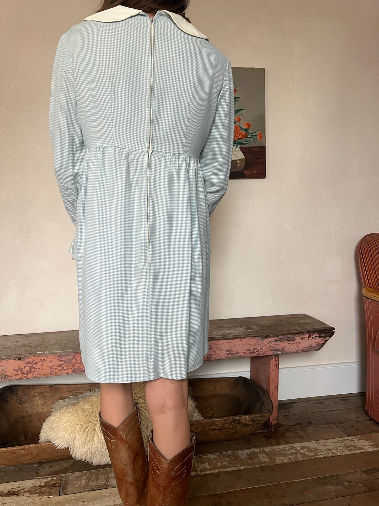 Baby Blue Houndstooth Dress