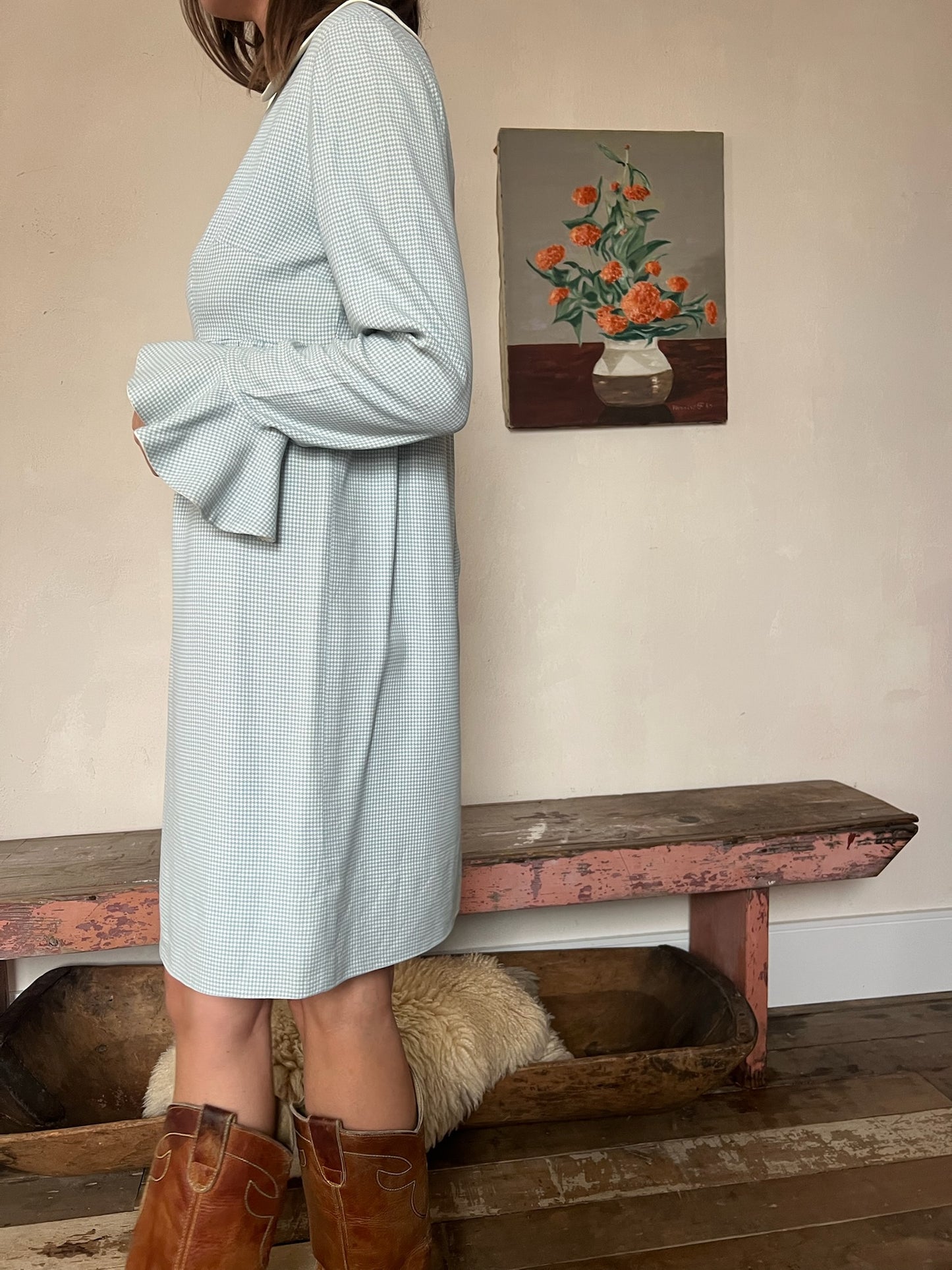 Baby Blue Houndstooth Dress