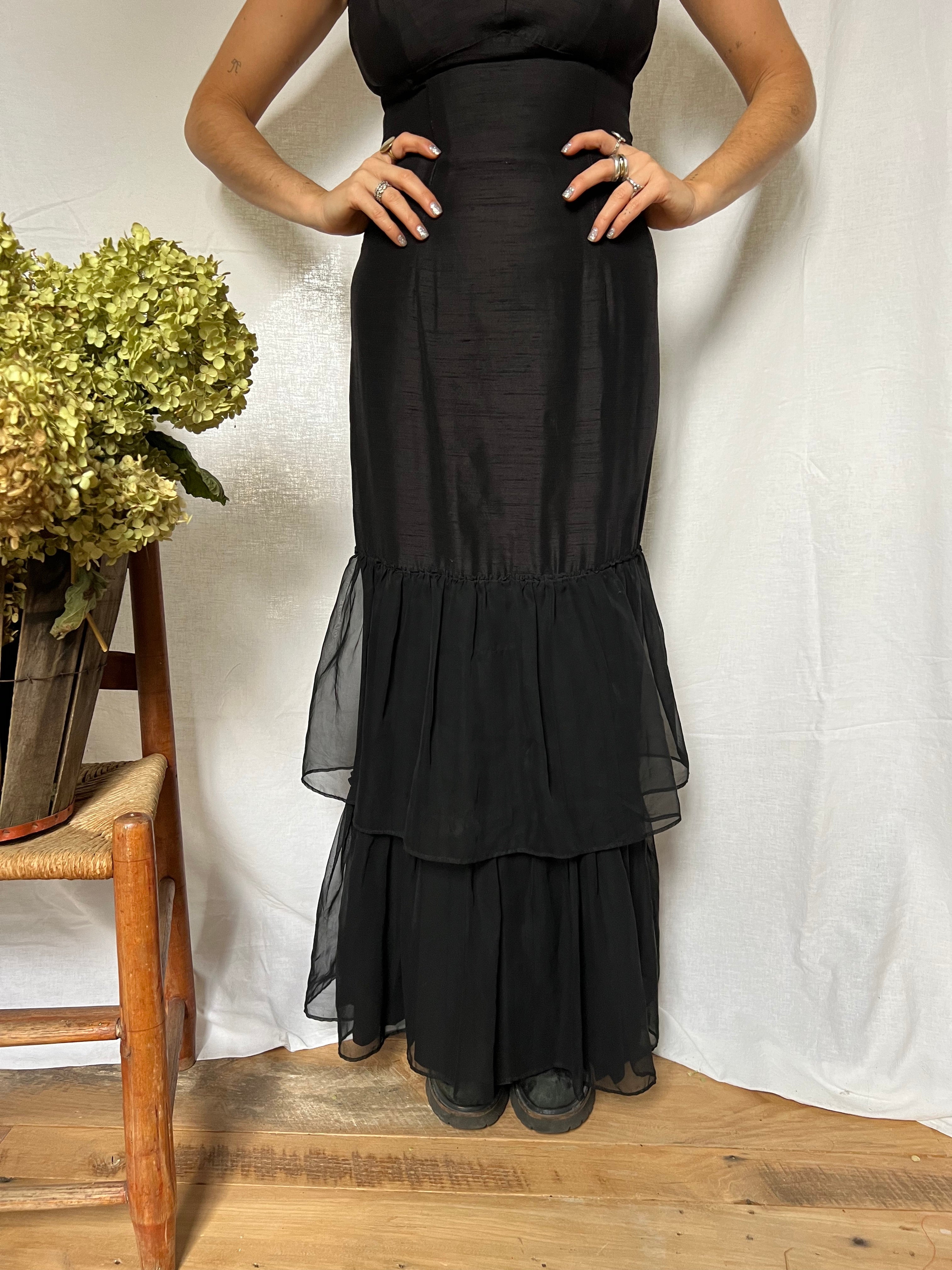 Long Black Ruffle Dress – The Wanderly