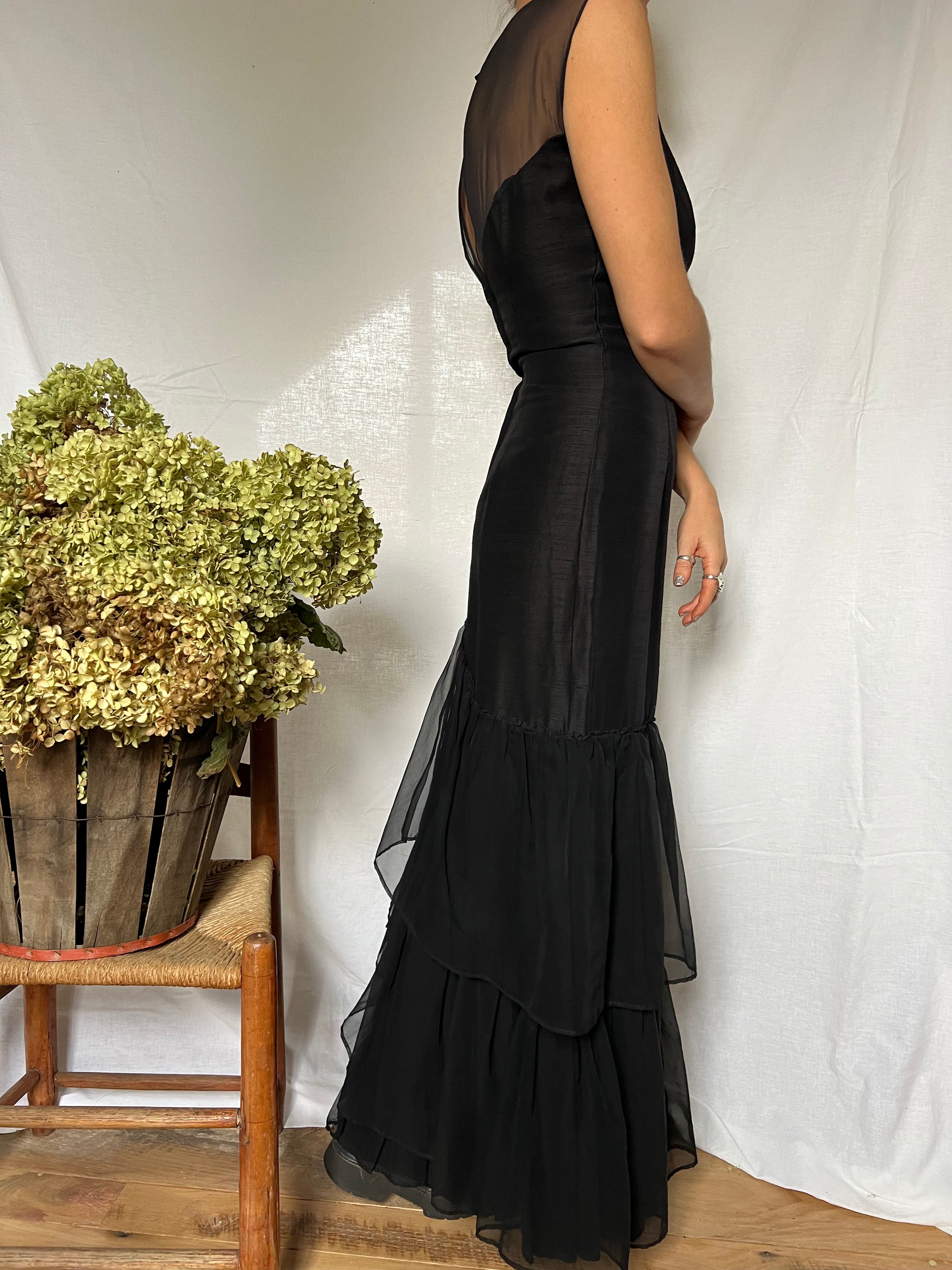 Long Black Ruffle Dress – The Wanderly