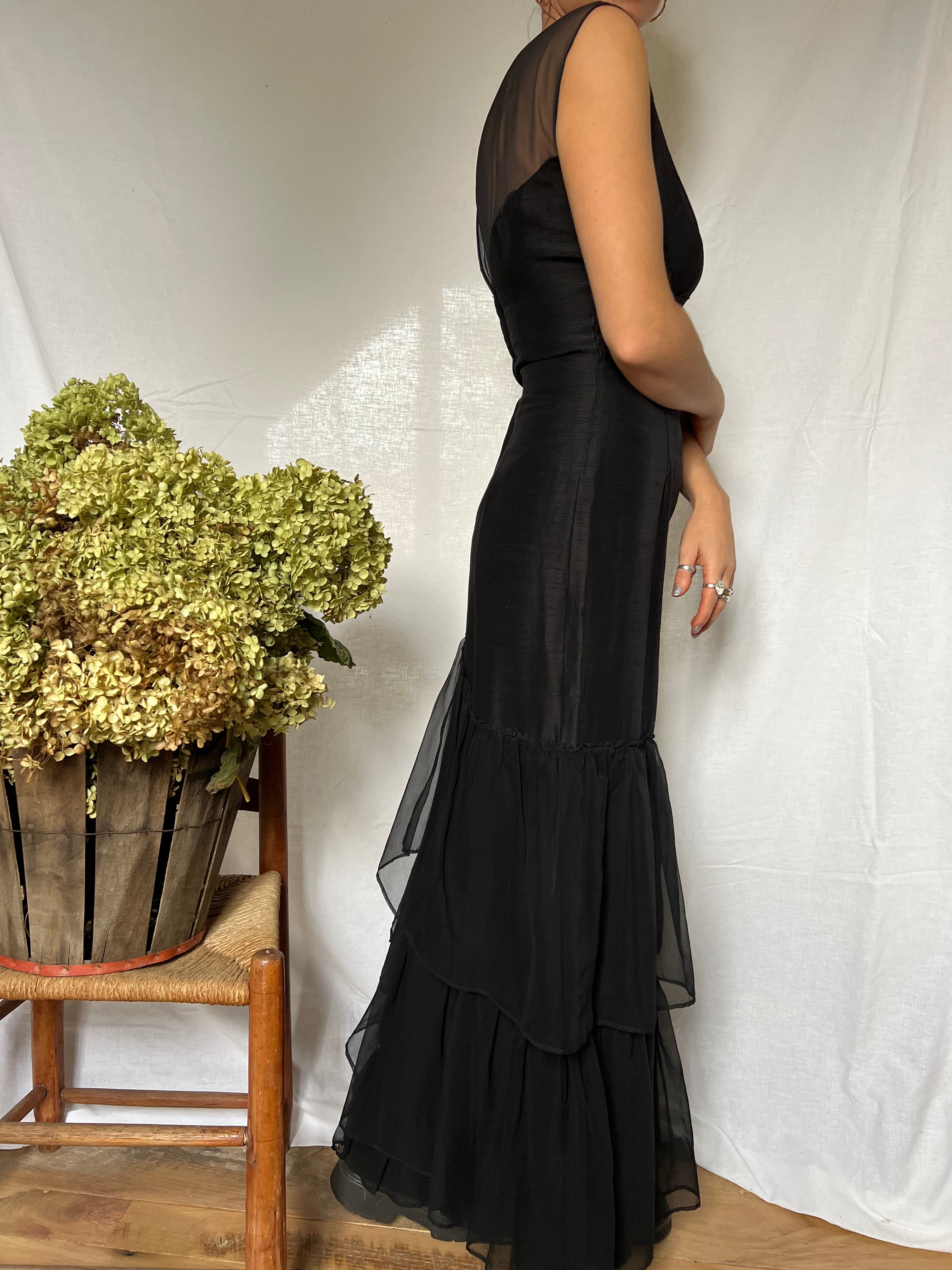 Long Black Ruffle Dress – The Wanderly