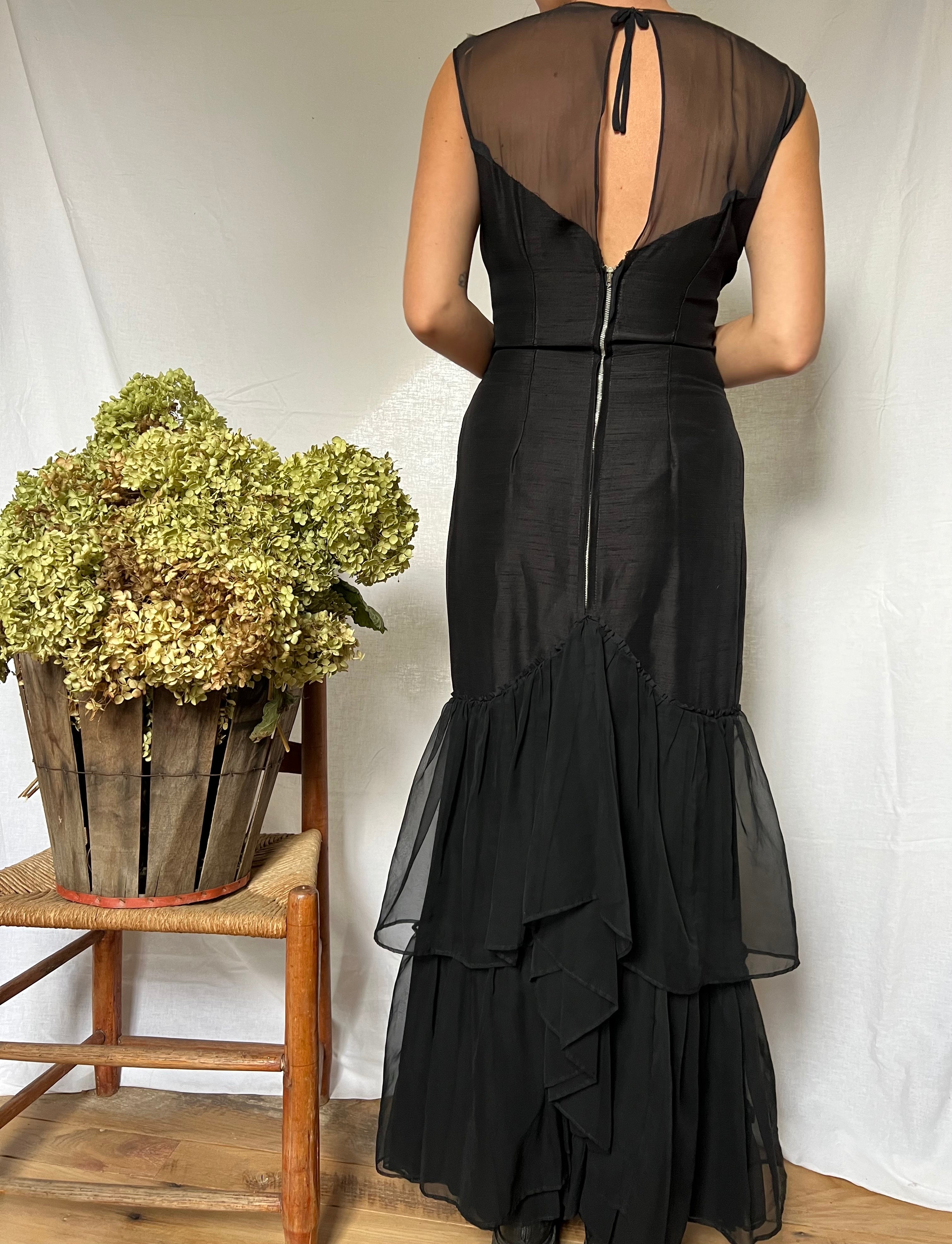 Long Black Ruffle Dress