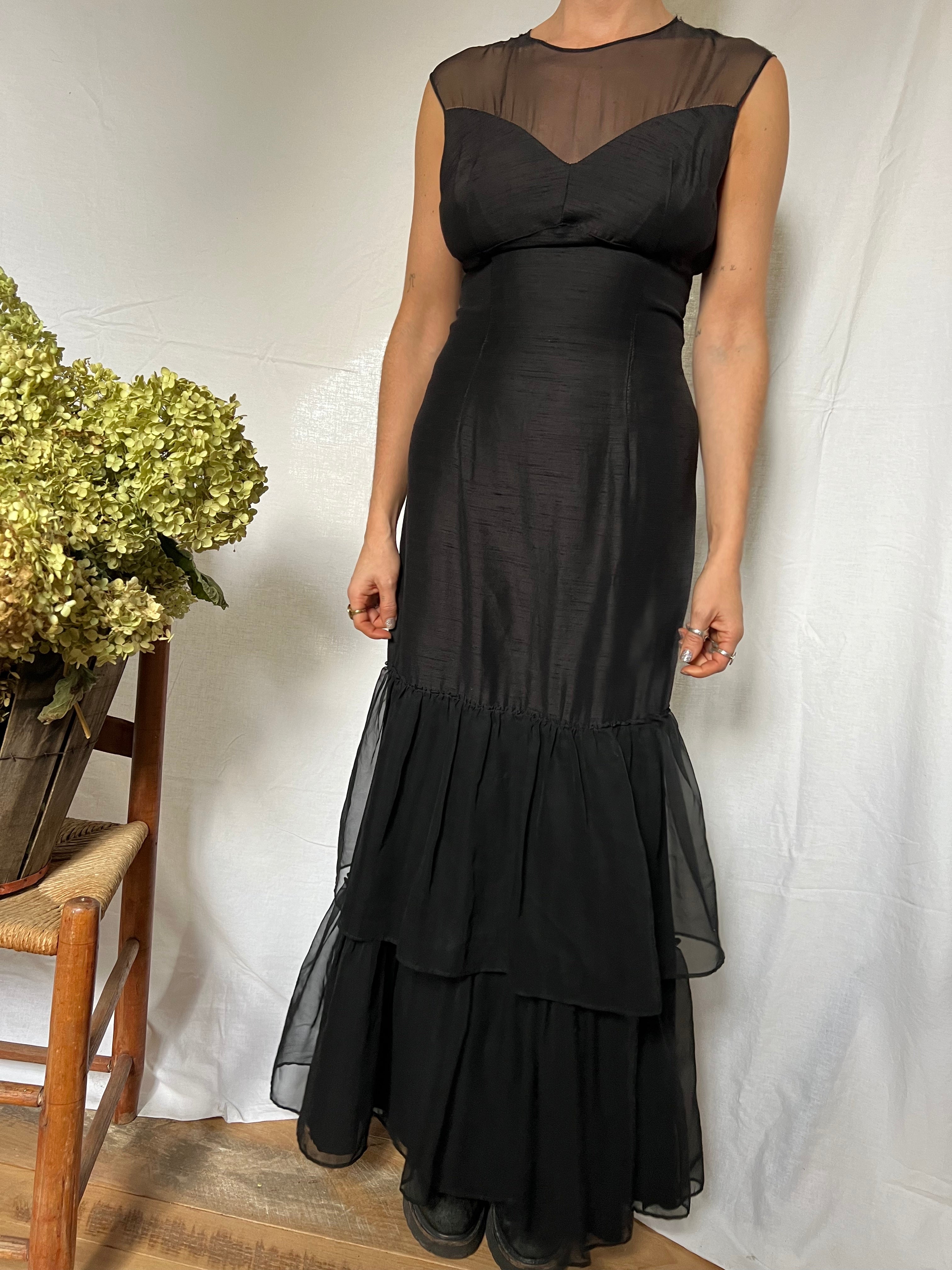 Long Black Ruffle Dress