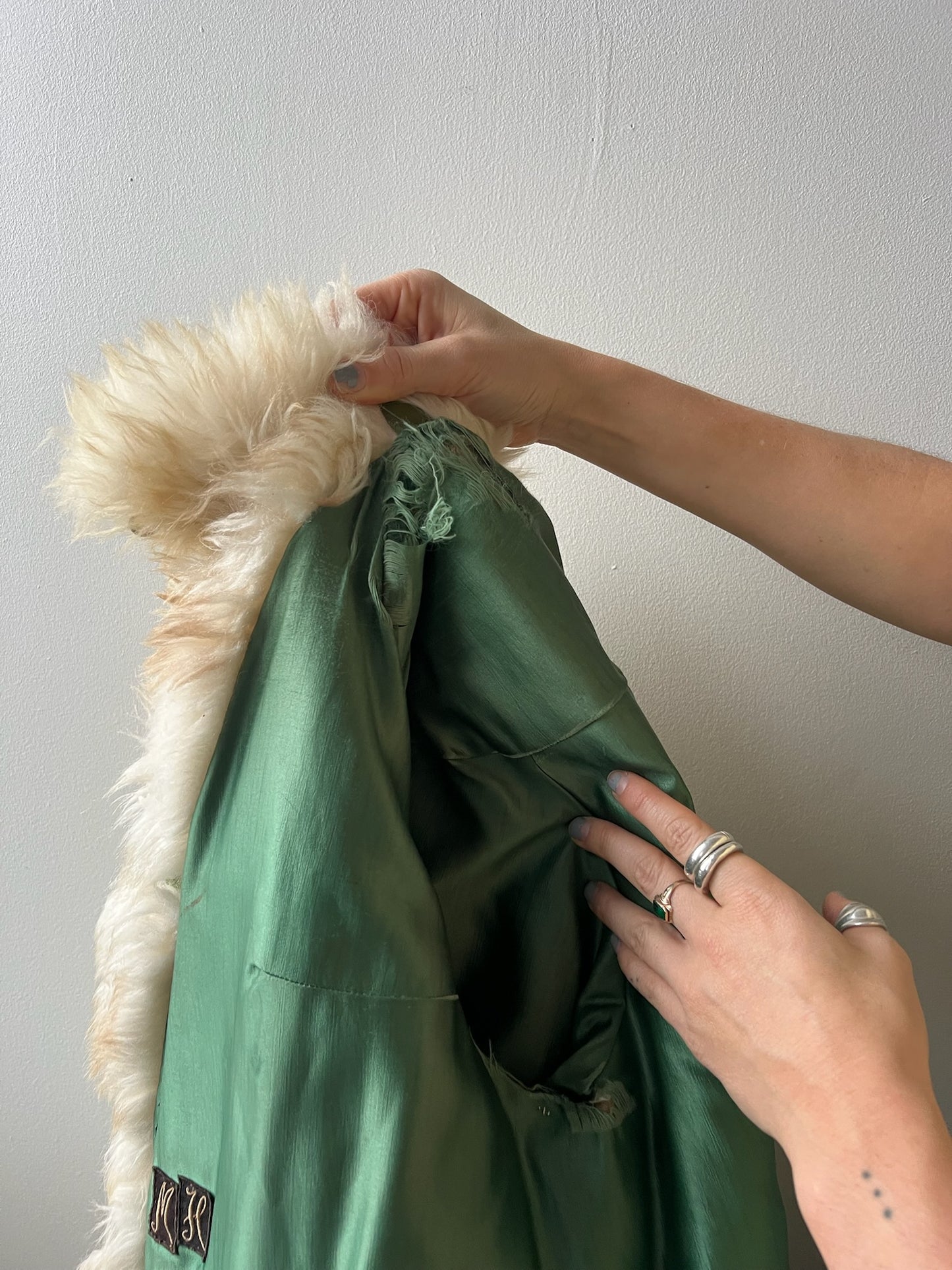 Long Tiered Shearling Jacket