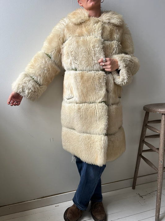 Long Tiered Shearling Jacket