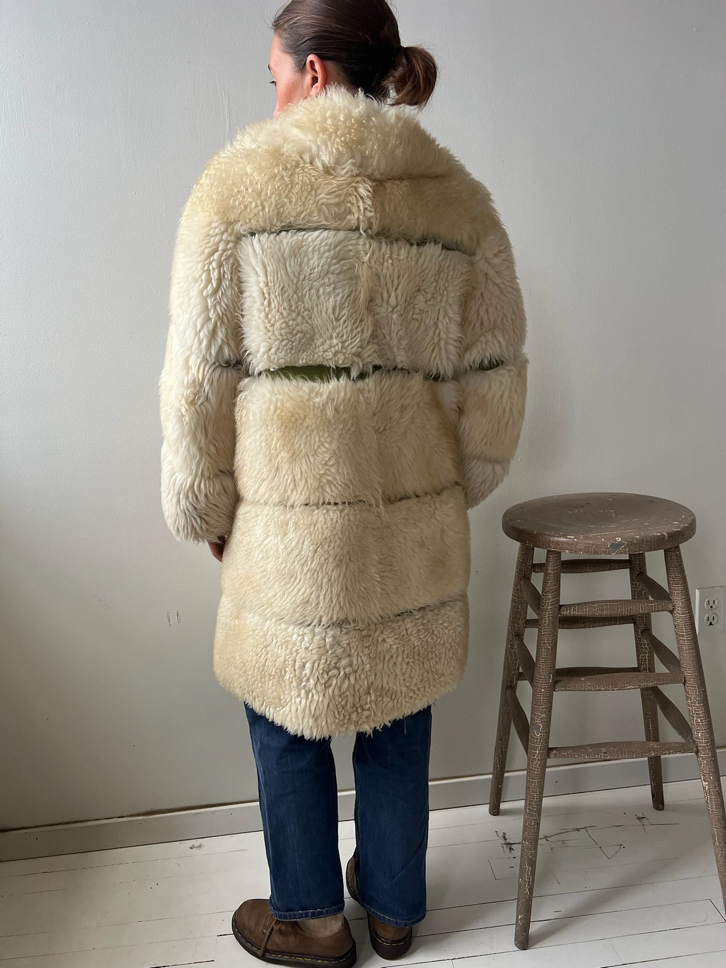 Long Tiered Shearling Jacket