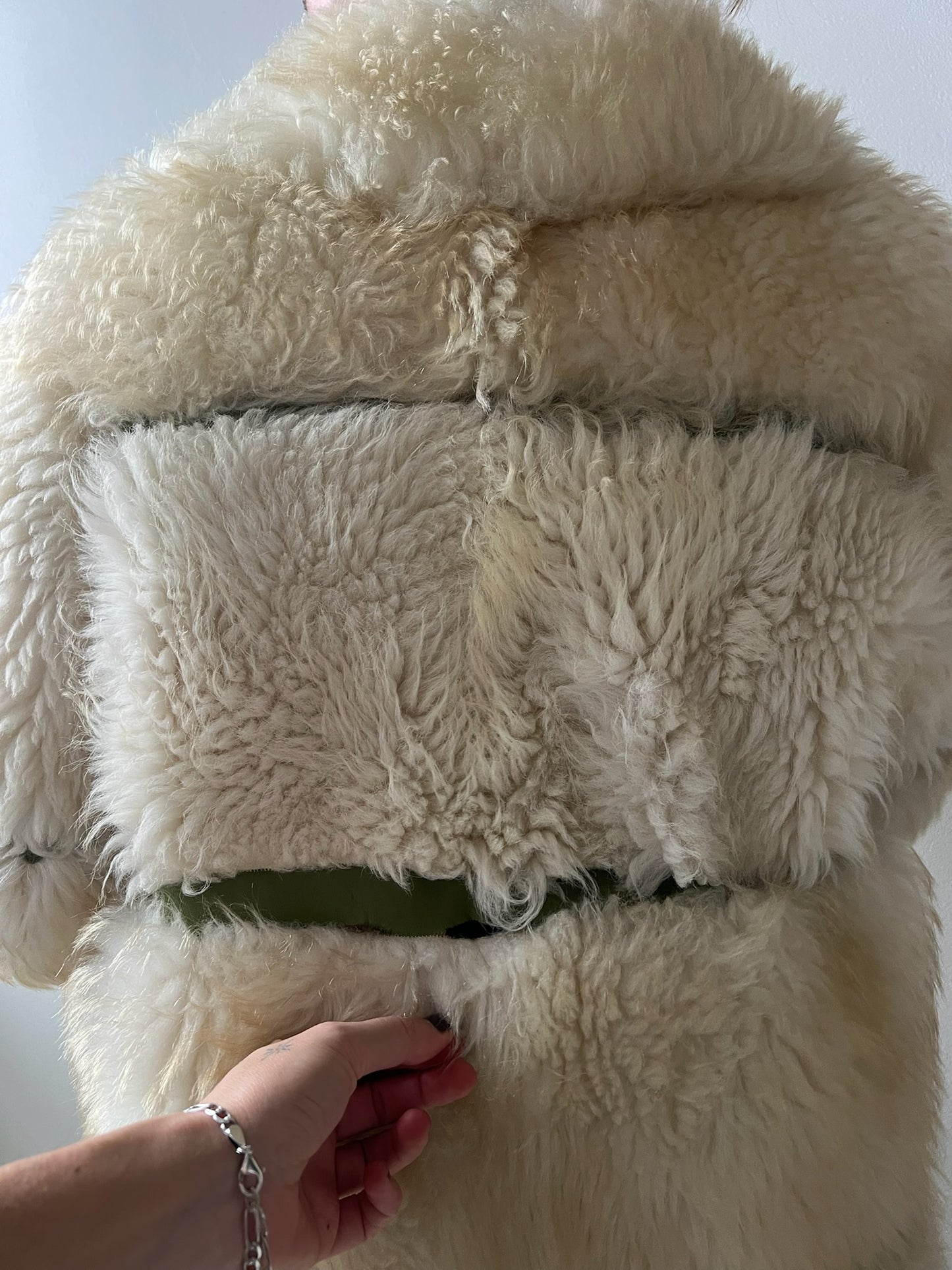Long Tiered Shearling Jacket