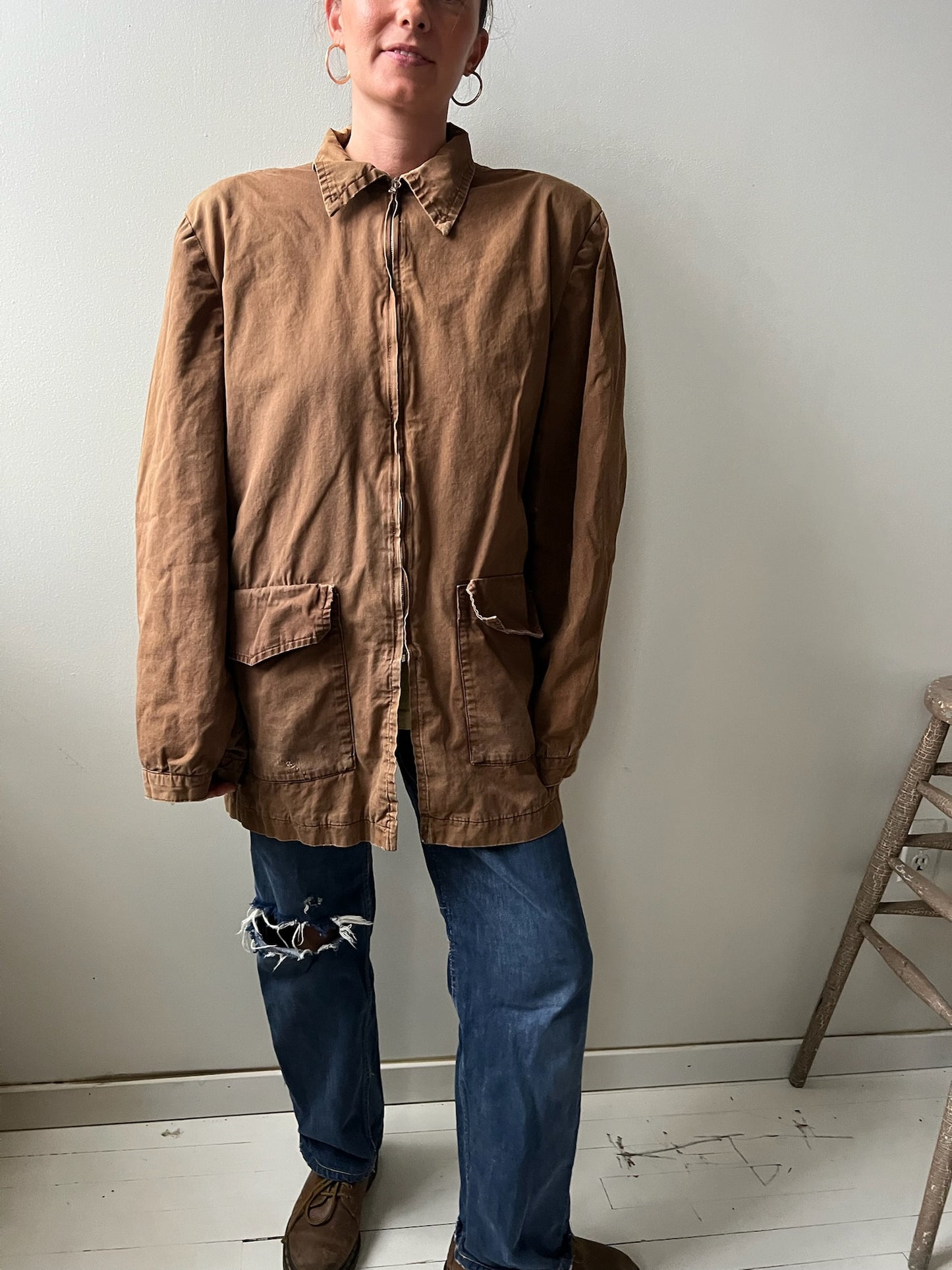 Brown Chore Zip-up Jacket