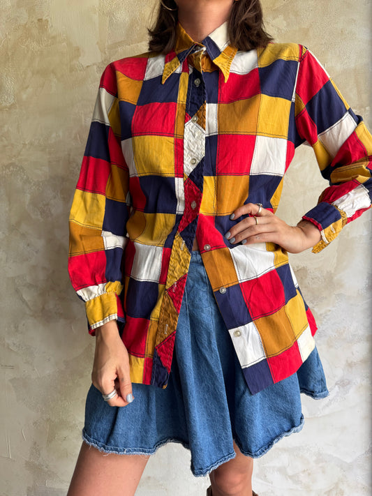 Primary Colour Printed Checker Shirt