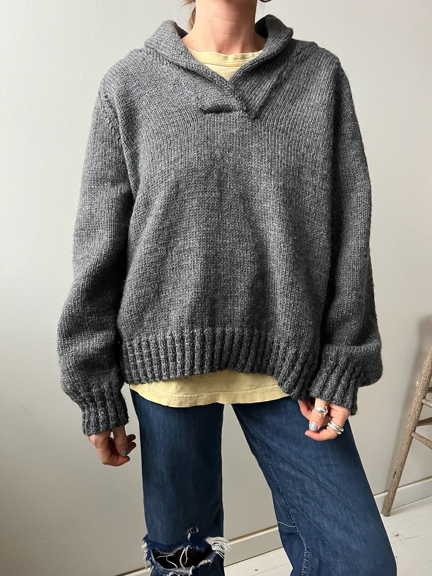 Heather Grey Handmade Knit Pulllover
