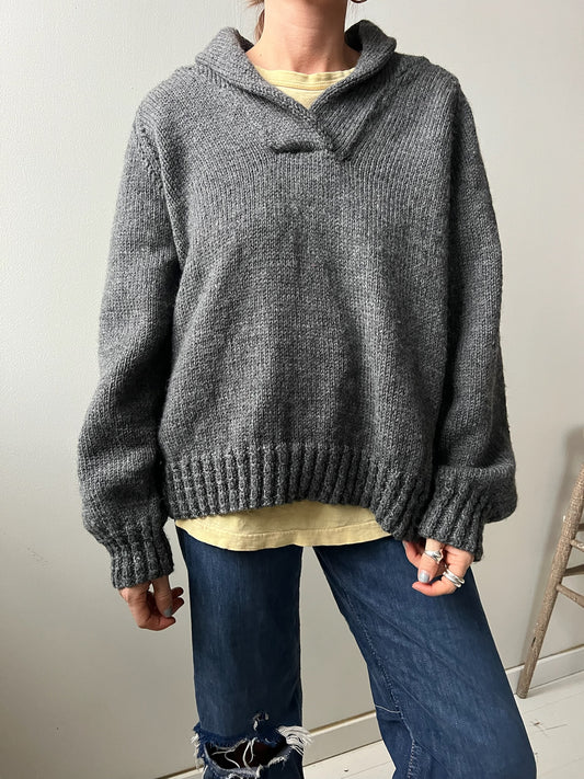 Heather Grey Handmade Knit Pulllover