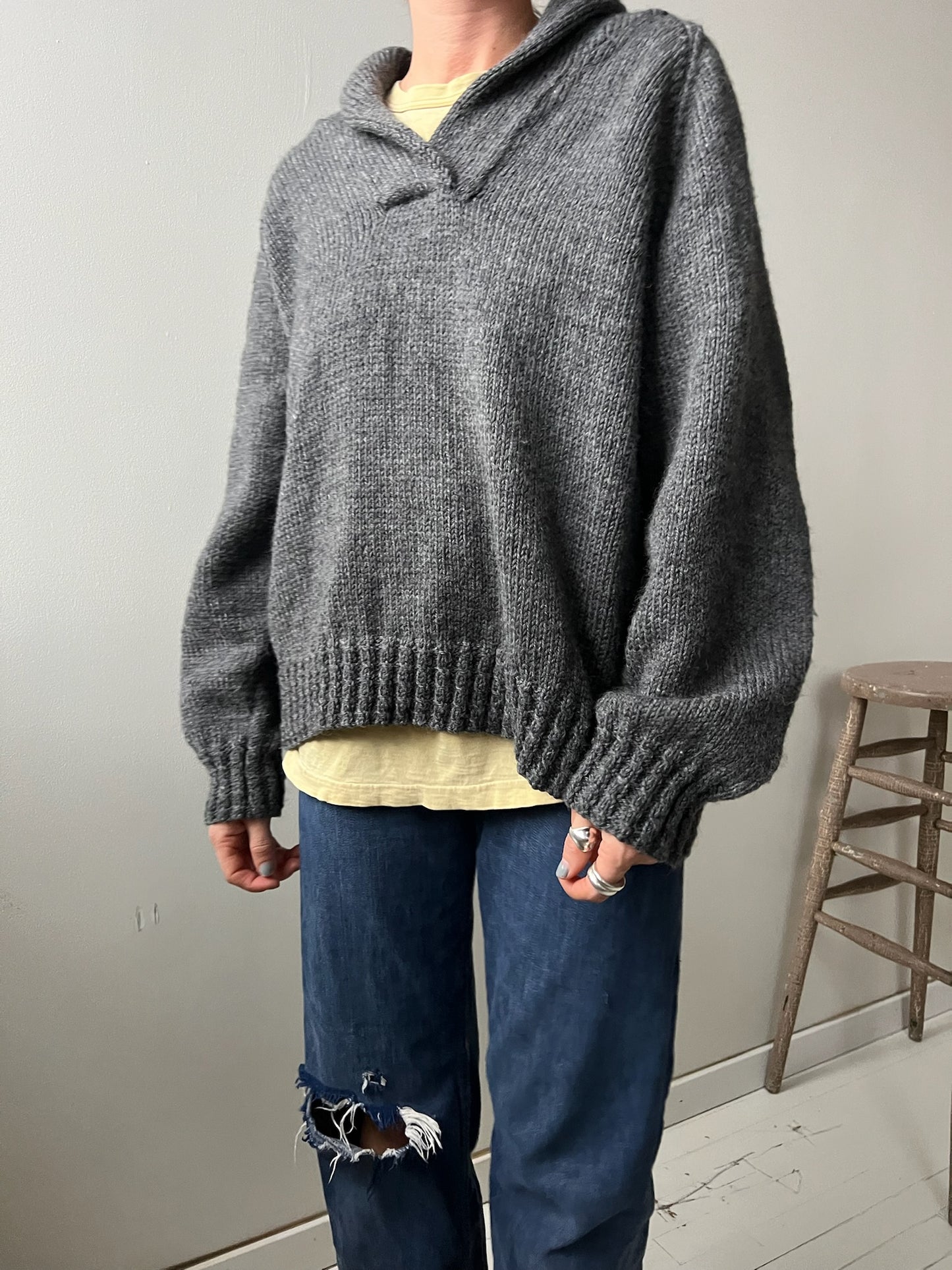 Heather Grey Handmade Knit Pulllover