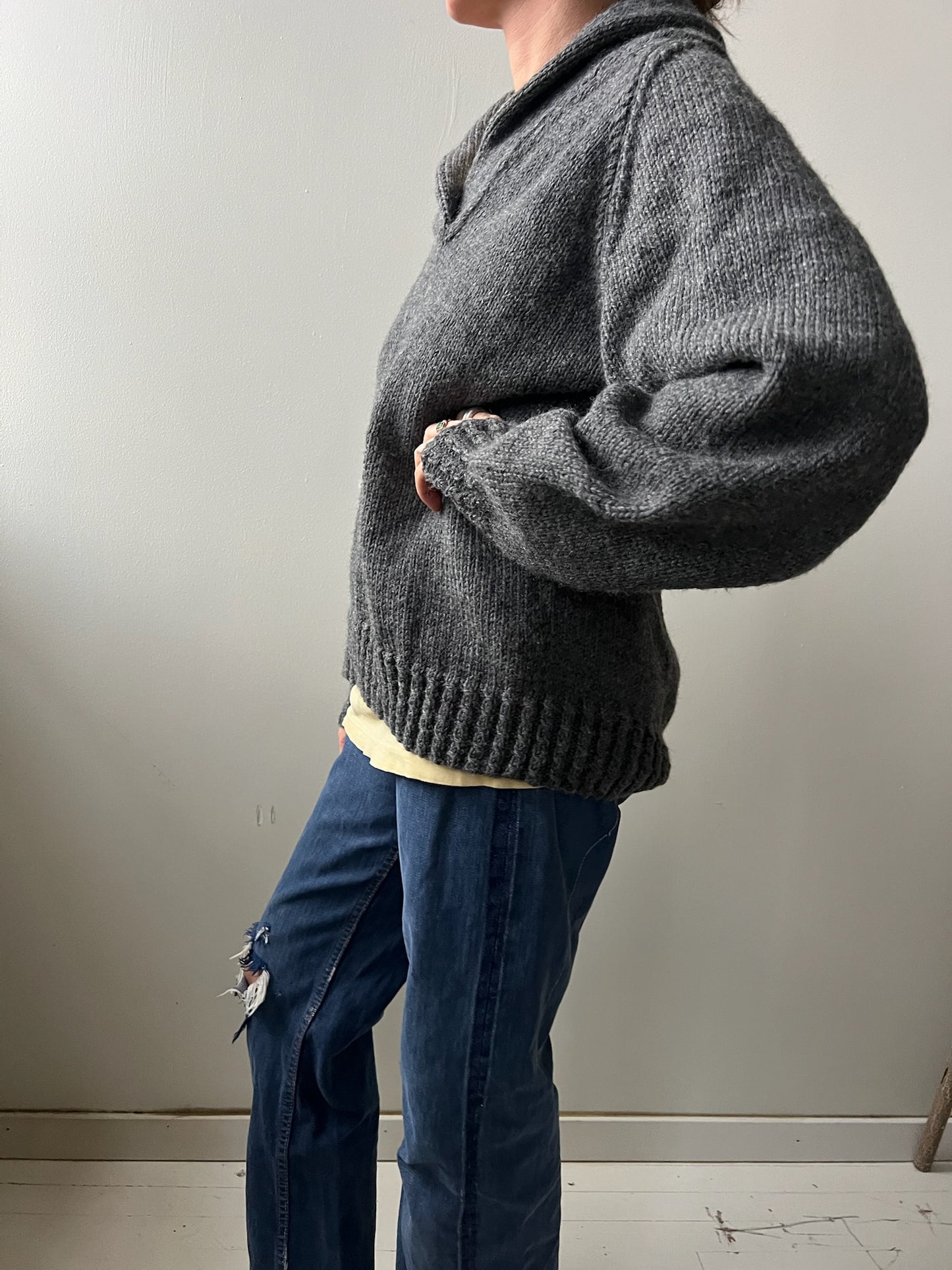 Heather Grey Handmade Knit Pulllover