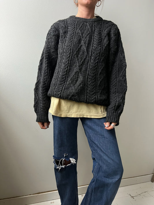 Dark Charcoal Grey Aran Wool