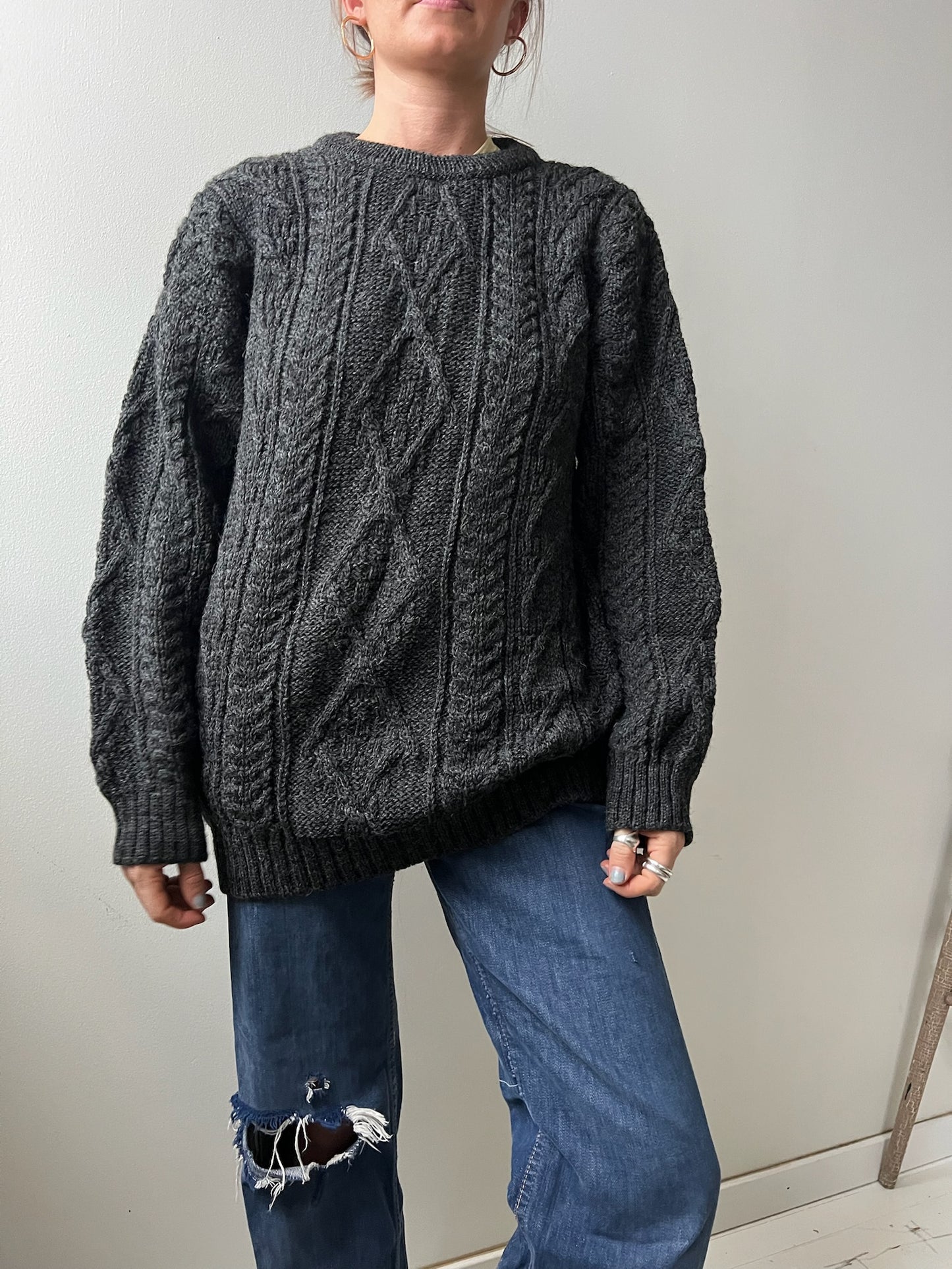 Dark Charcoal Grey Aran Wool