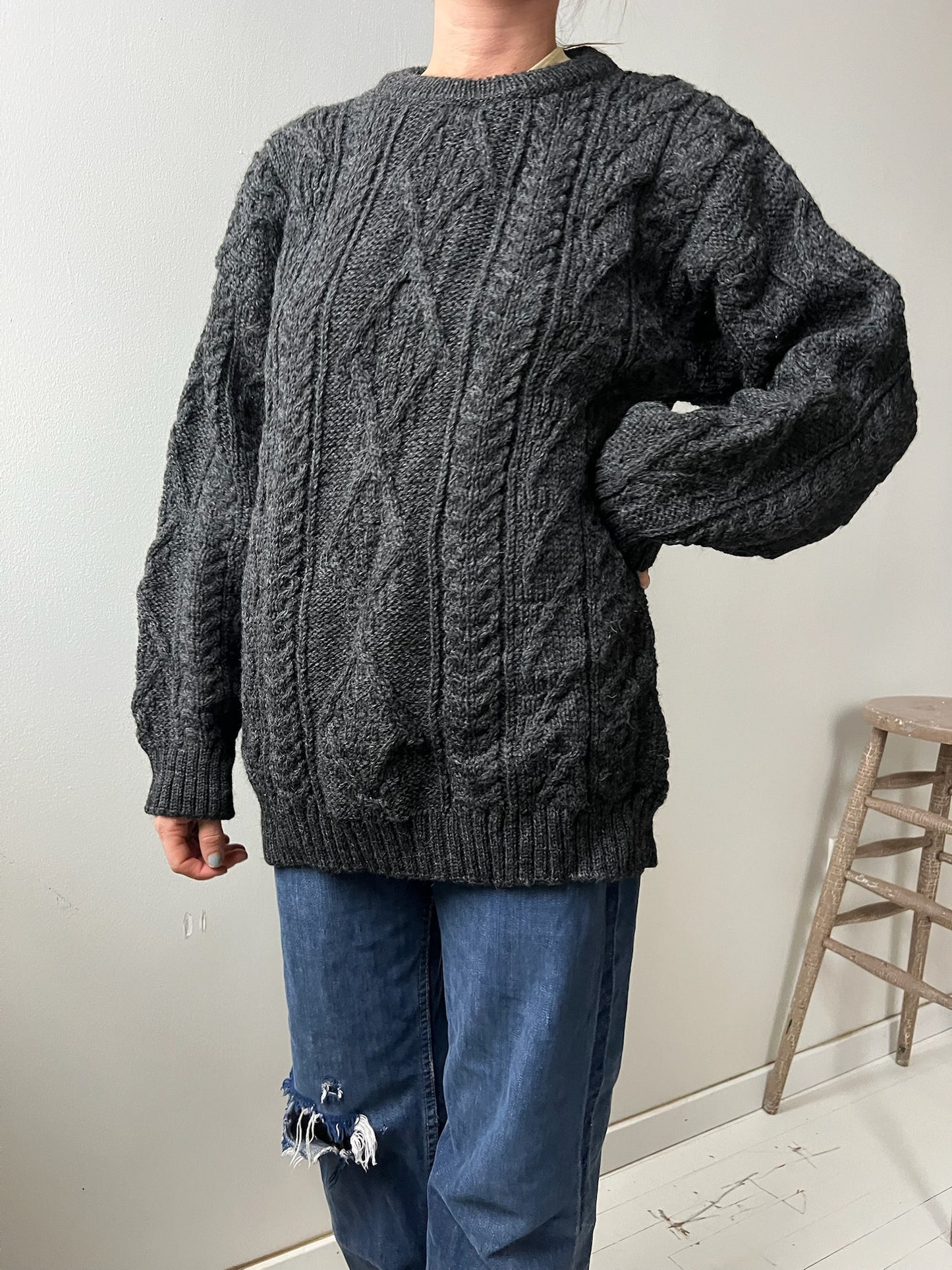 Dark Charcoal Grey Aran Wool