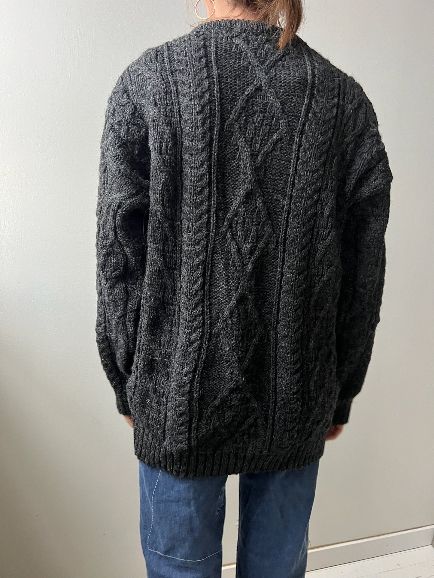 Dark Charcoal Grey Aran Wool