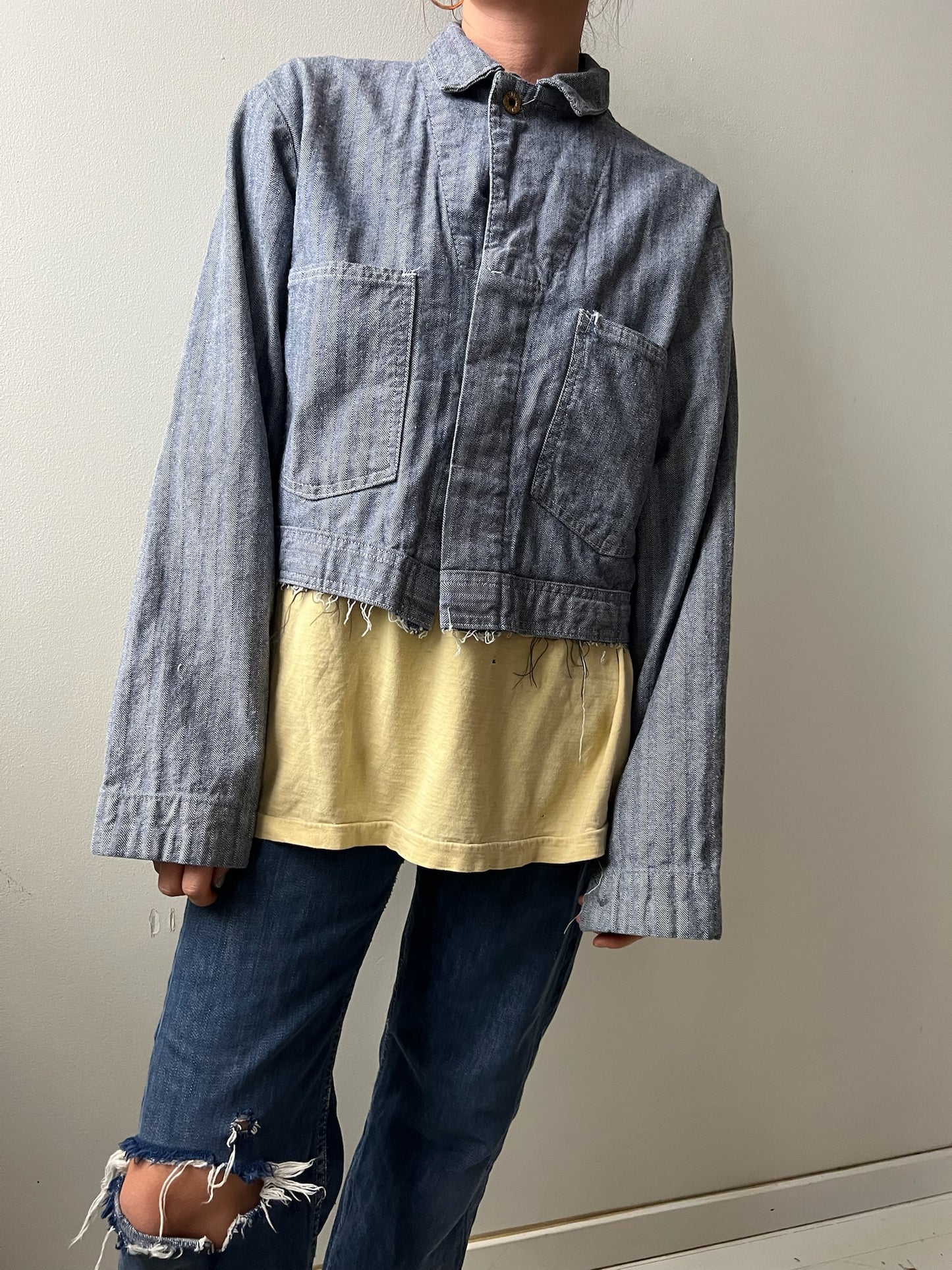 Cropped Twill Workwear Jumpsuit