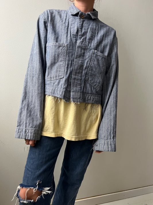 Cropped Twill Workwear Jumpsuit