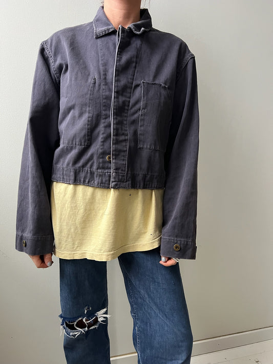 Cropped Grey Workwear Jumpsuit