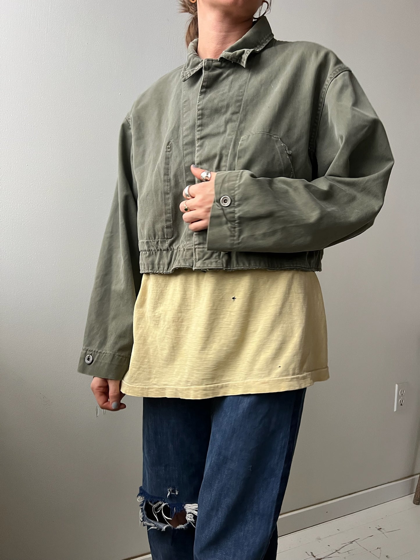 Cropped Green/Grey Coveralls