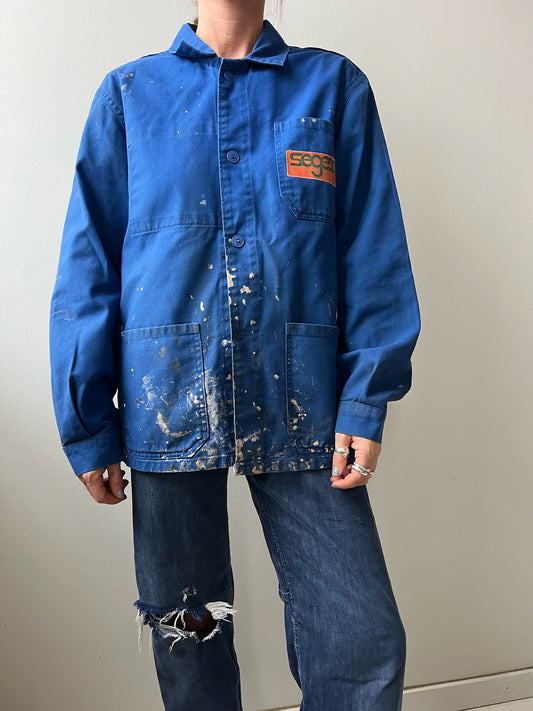 Royal Blue French Workwear Painted Jacket