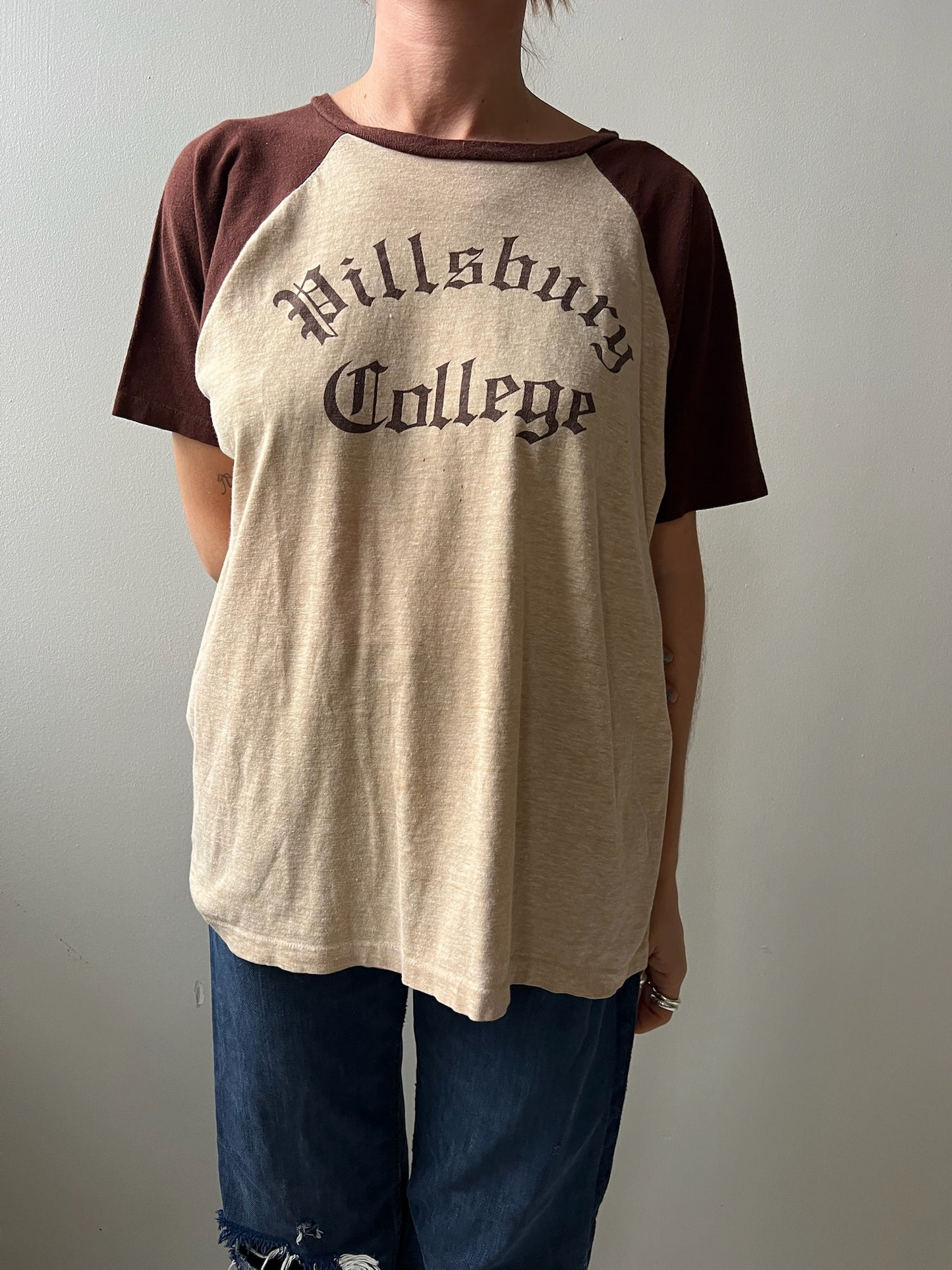 Two-toned Brown College Tee