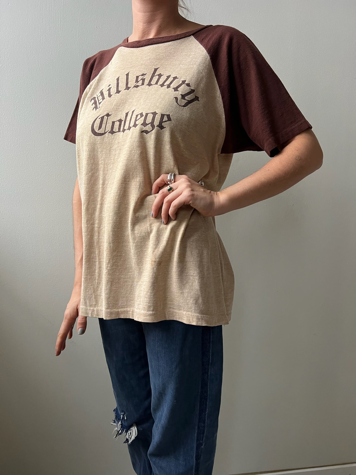 Two-toned Brown College Tee