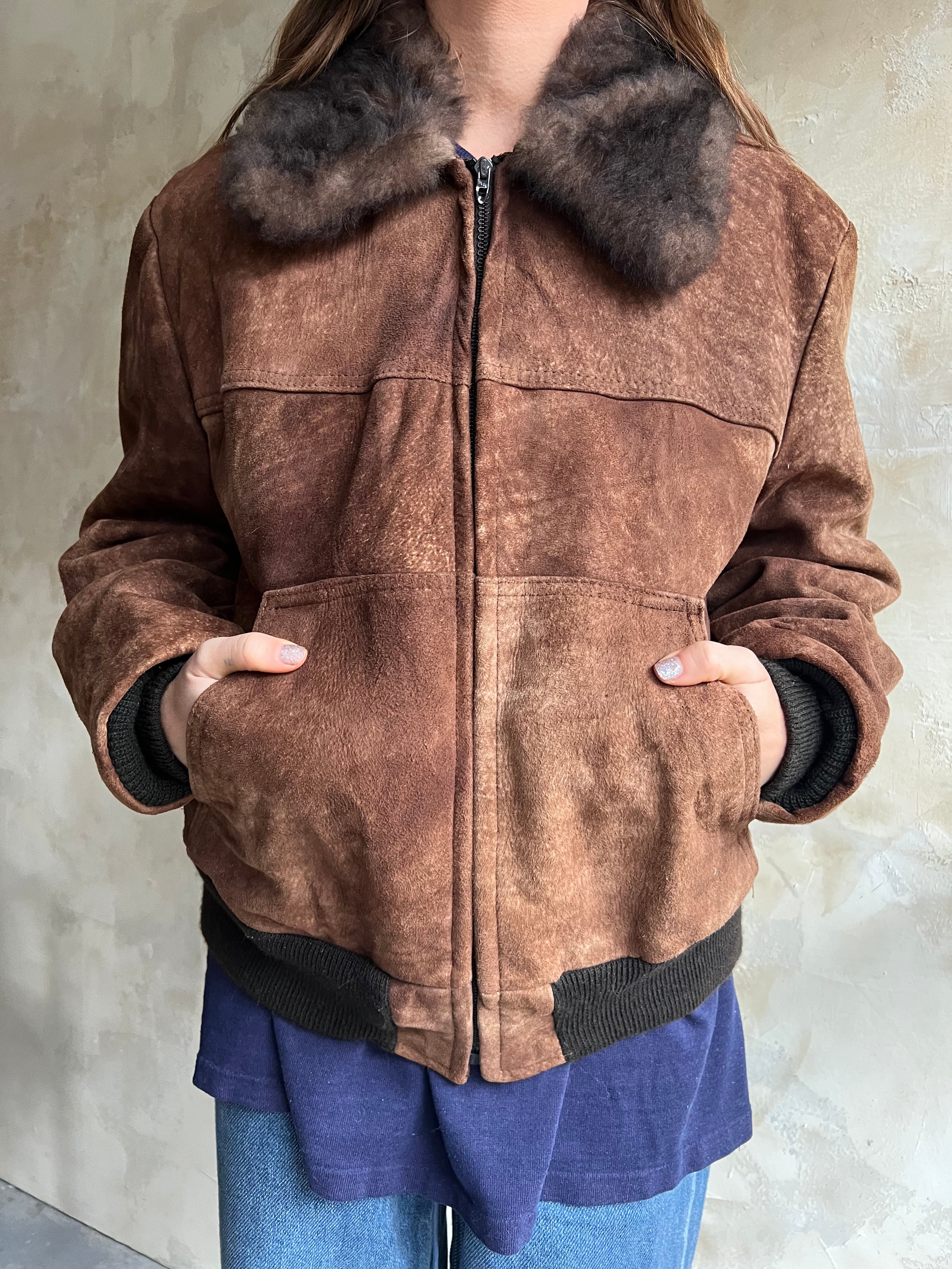 70s Brown Suede Bomber