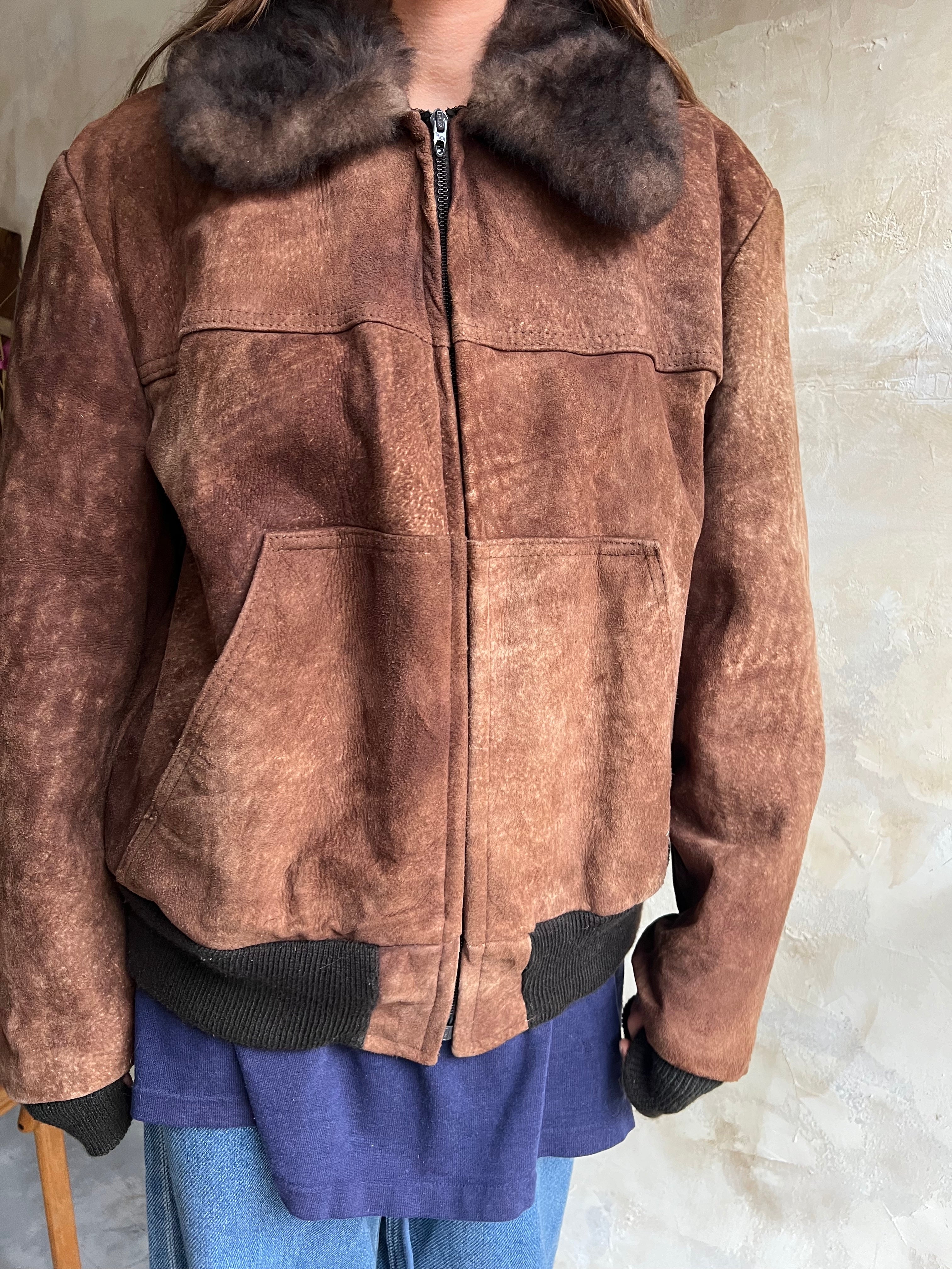 70s Brown Suede Bomber