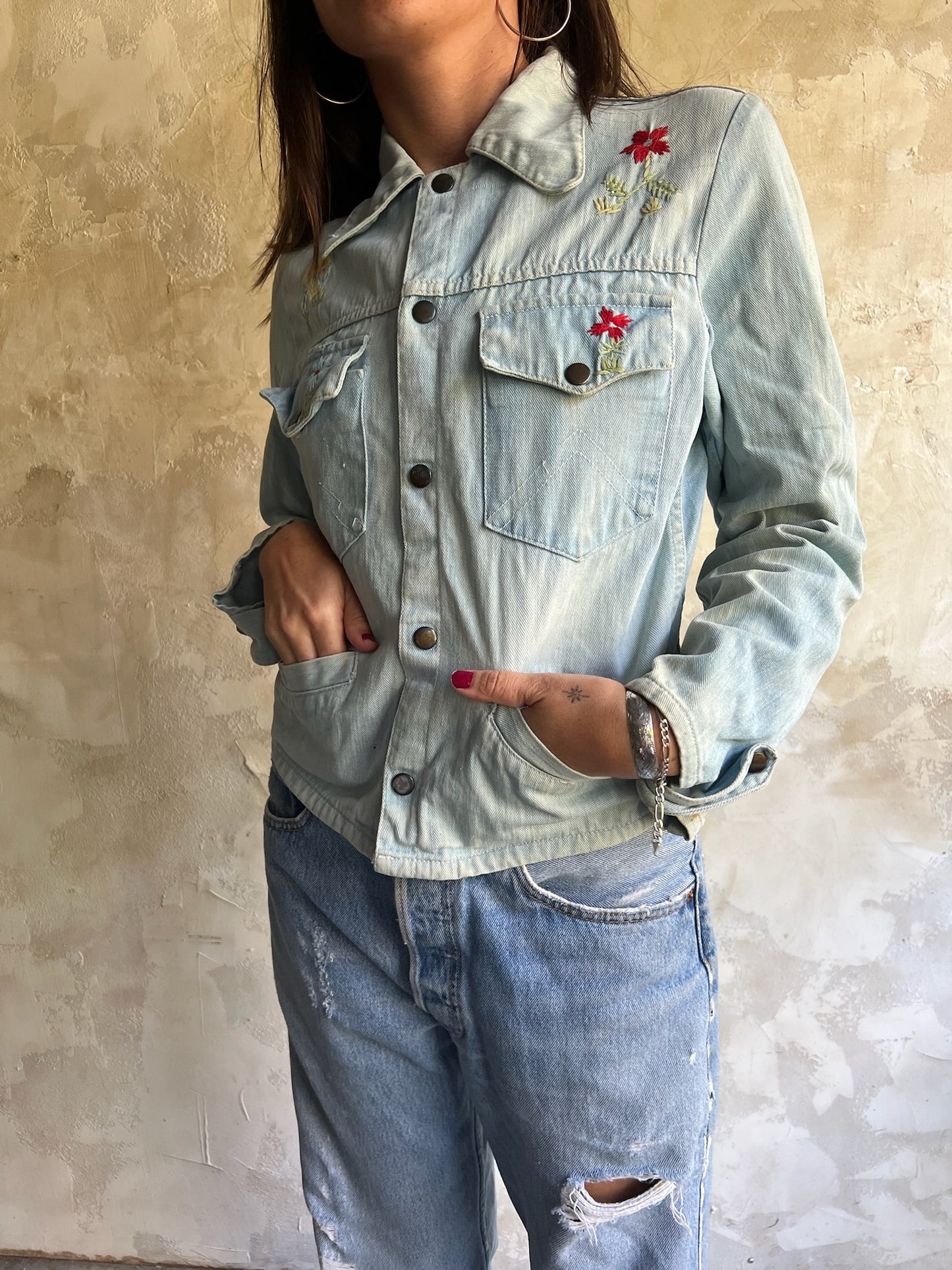 70s Embroidered Denim Jacket