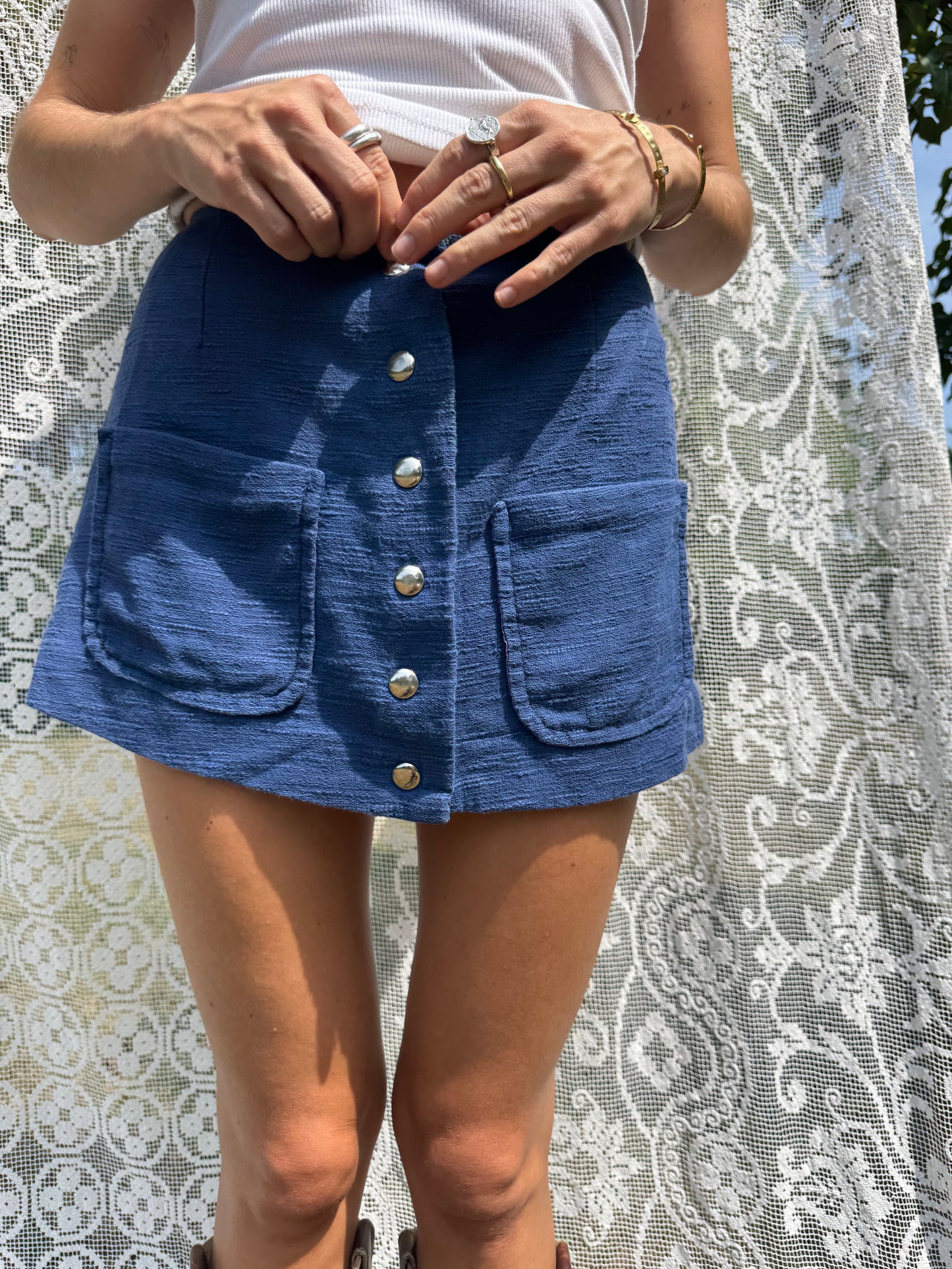 60s Button Up Mini Skirt